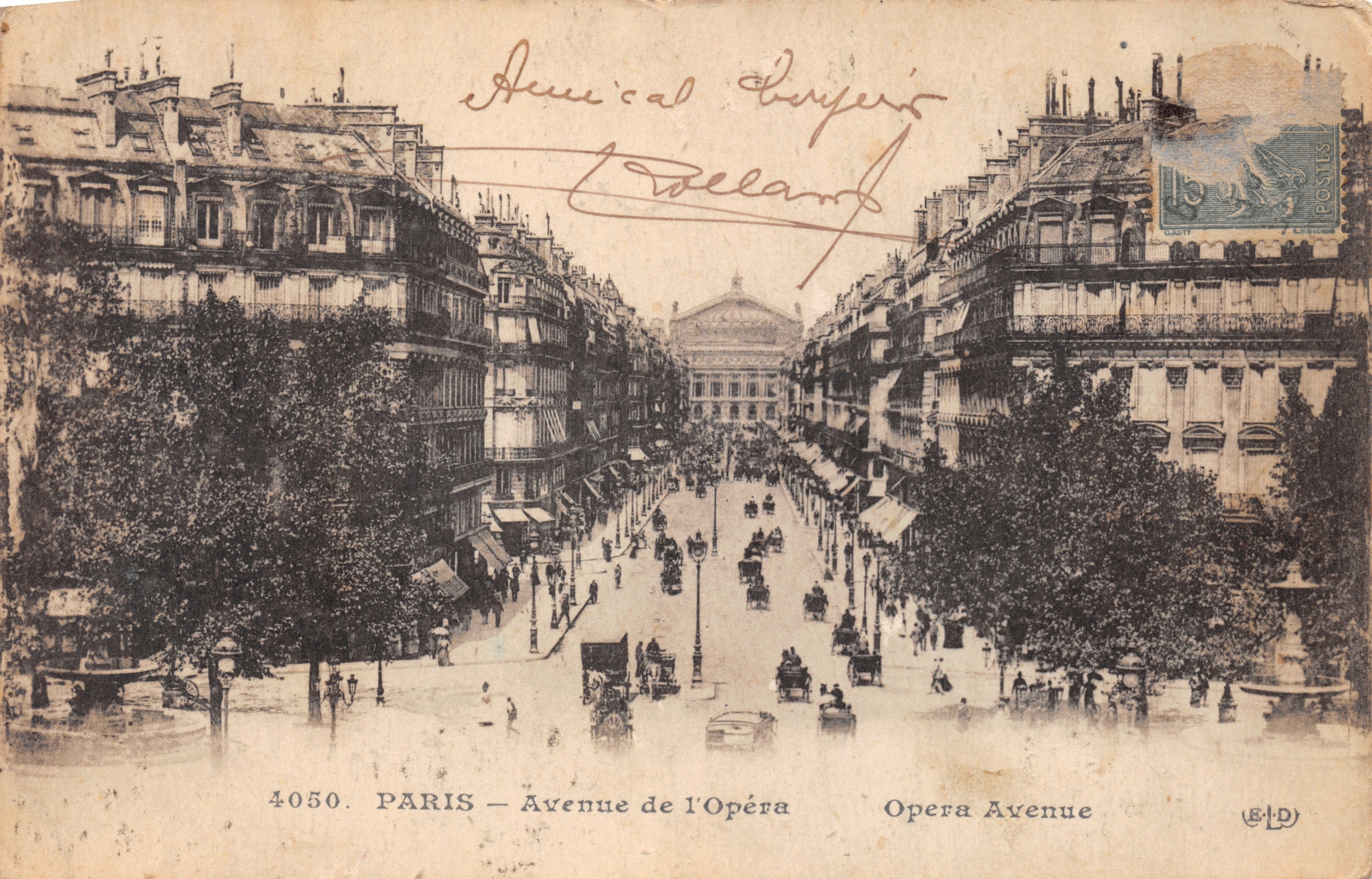 Parigi — Avenue de l'Opéra — vista verso l'Opéra Garnier — editore E.P.D. n°4050