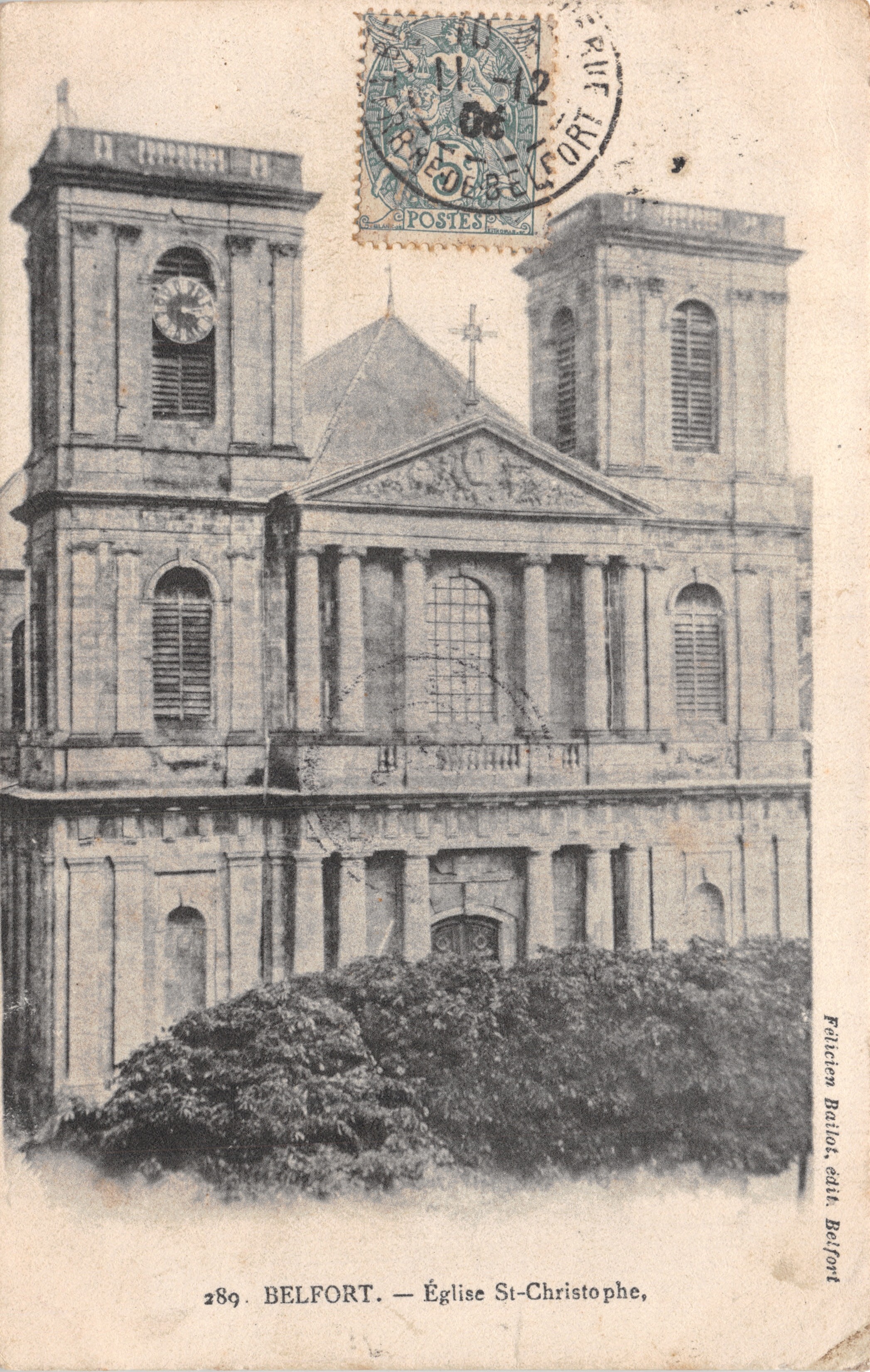 Belfort — Iglesia de San Cristóbal, editor Fritschon Balliol, edición Belfort, n.º 289