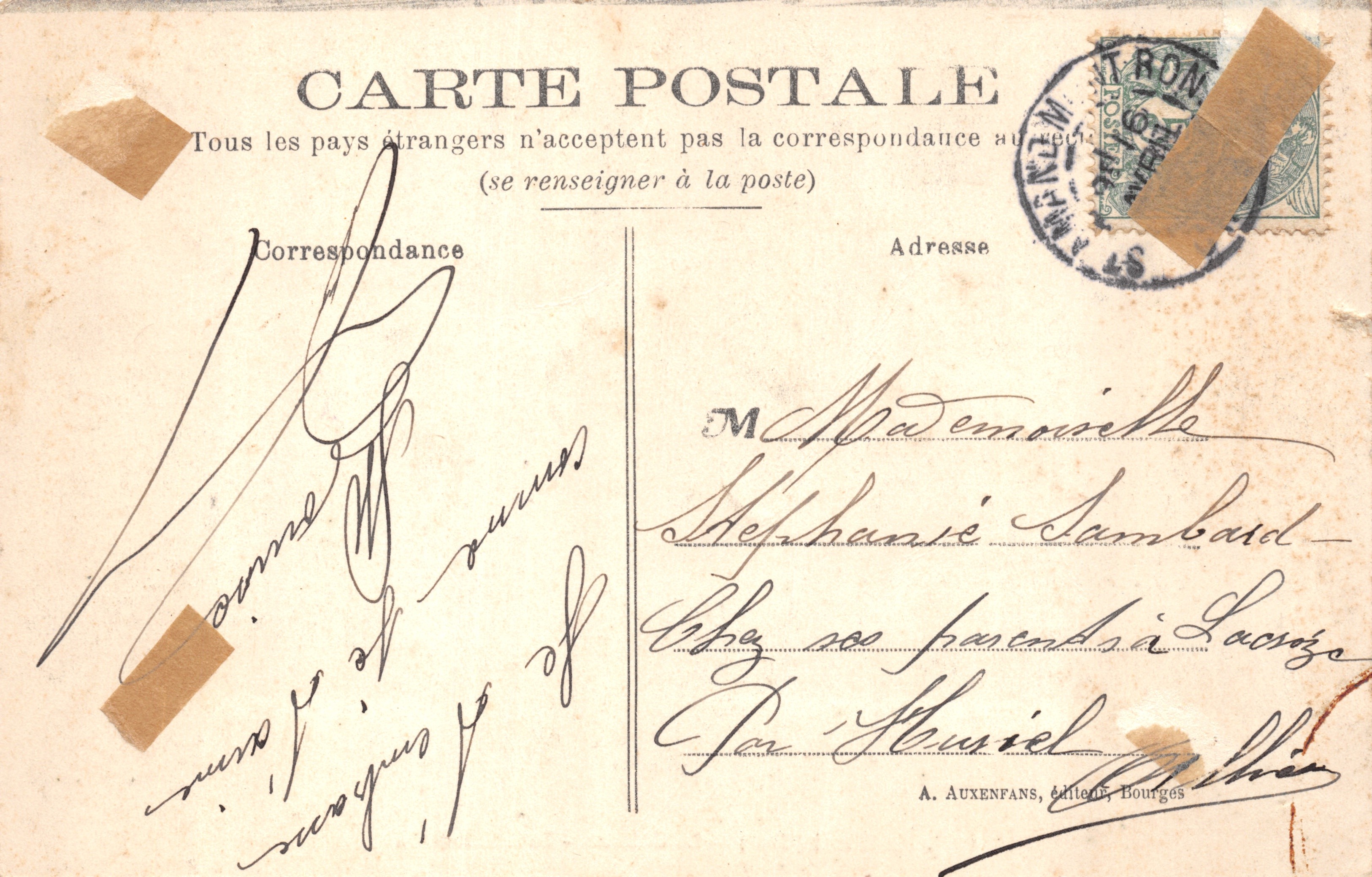Meillant (Cher) — Het Kasteel — Het Grote Saloon — Gedrukt door JOURDAIN — Achterkant