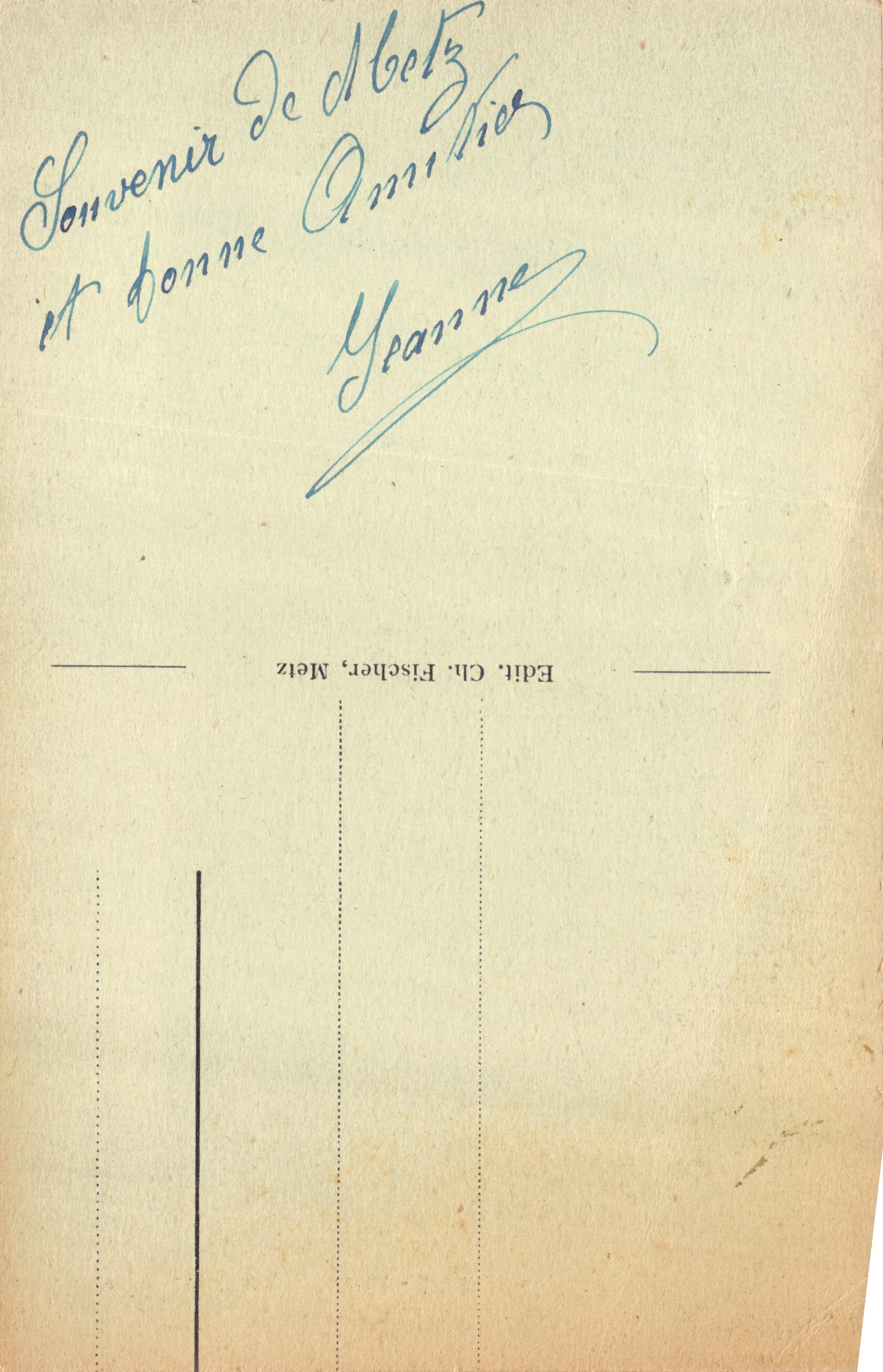 Metz — El Nuevo Templo Protestante — La Abside — Editor IMPRESO EN LA TARJETA n°105 — Reverso