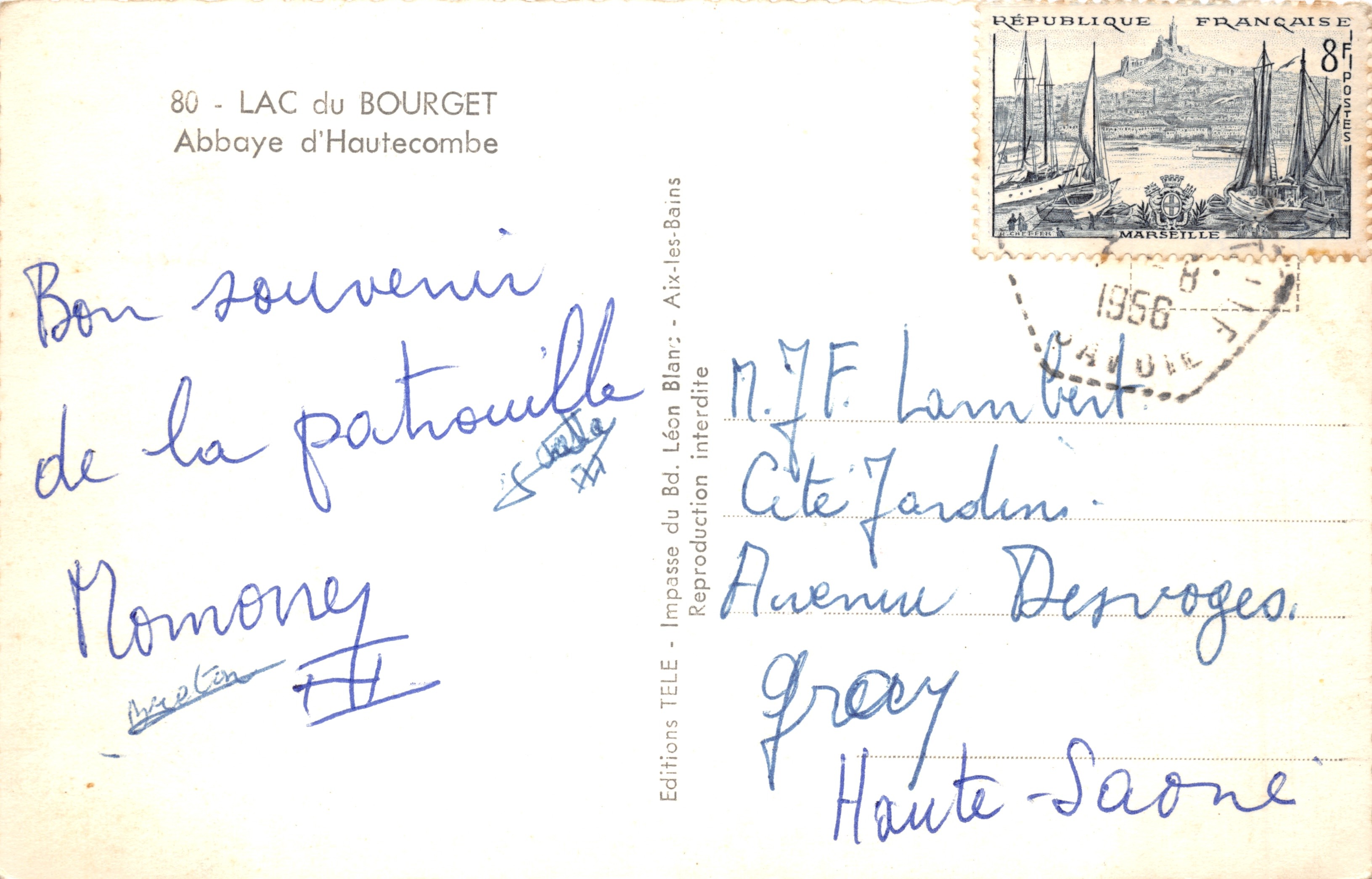 Jezioro Bourget — Abpia Hautecombe — Wydawnictwo TELE — Rewers