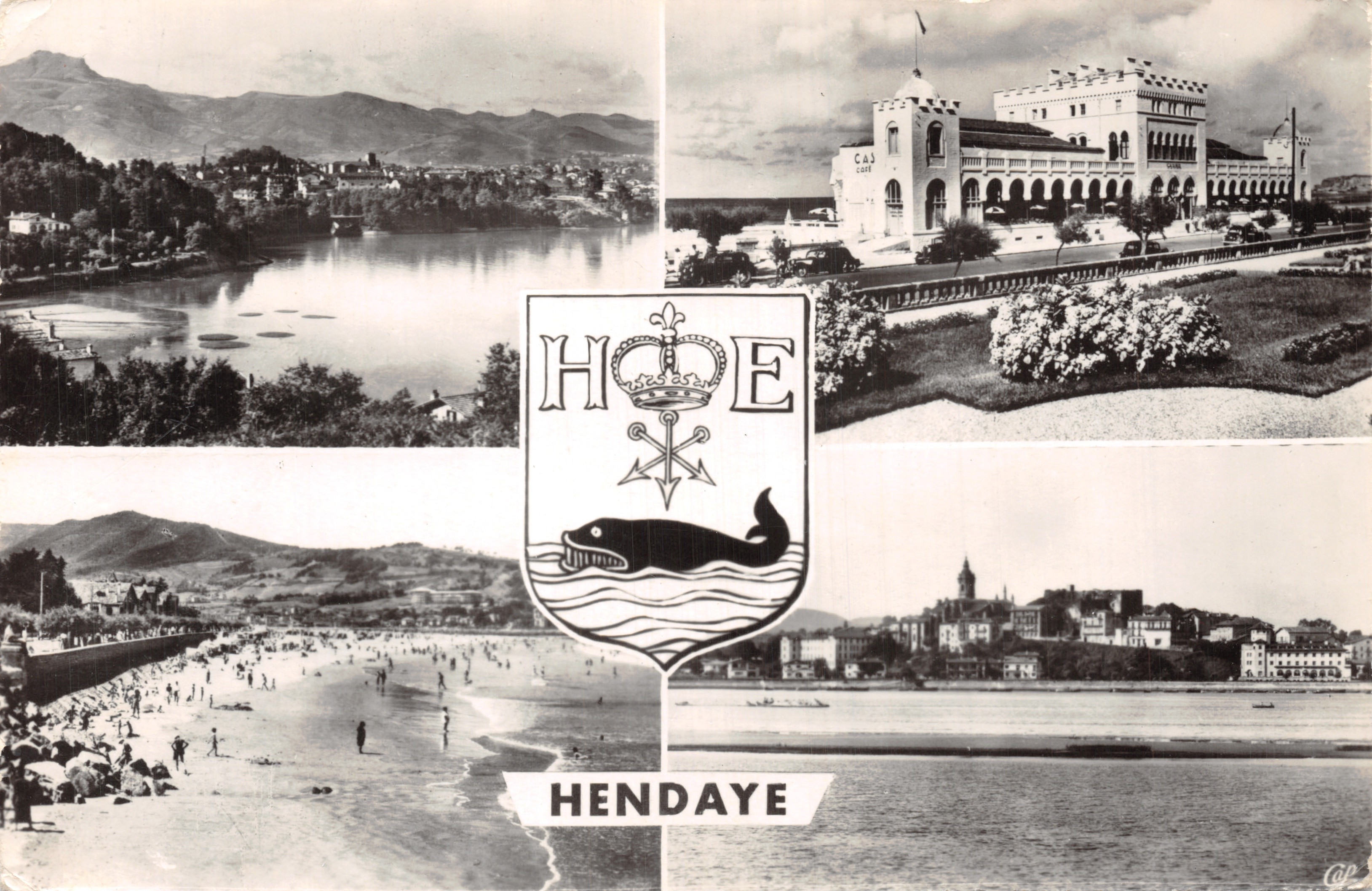 Hendaye — algemene uitzicht met casino en strand — uitgever C.A.D. 1952