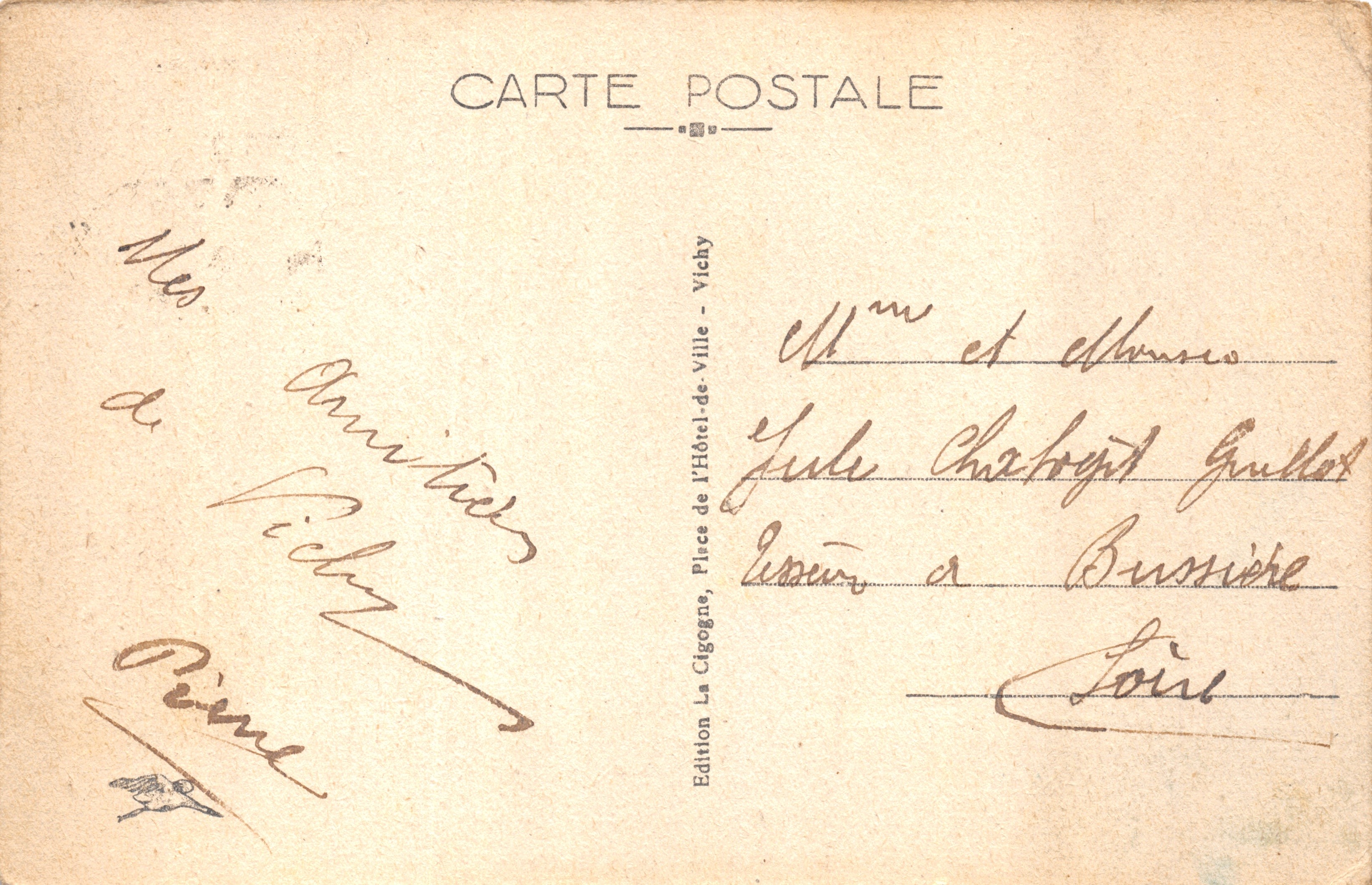 Vichy — El Estadio — Editor La Cigogne, n.º 455 — Reverso