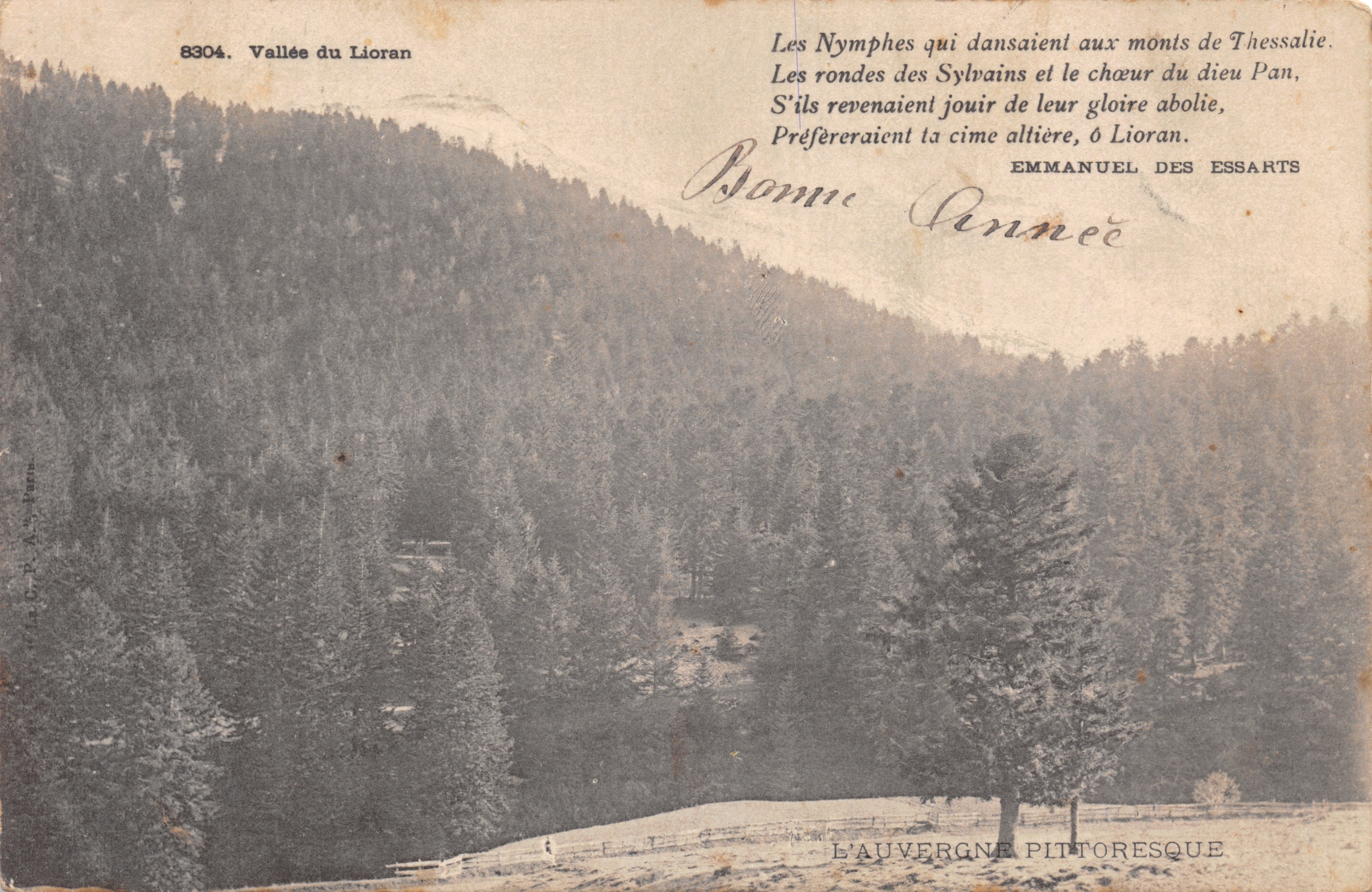 Valley of Lioran — forest landscape with poetic text — L'Auvergne PITTORÉSQUE, n° 8304