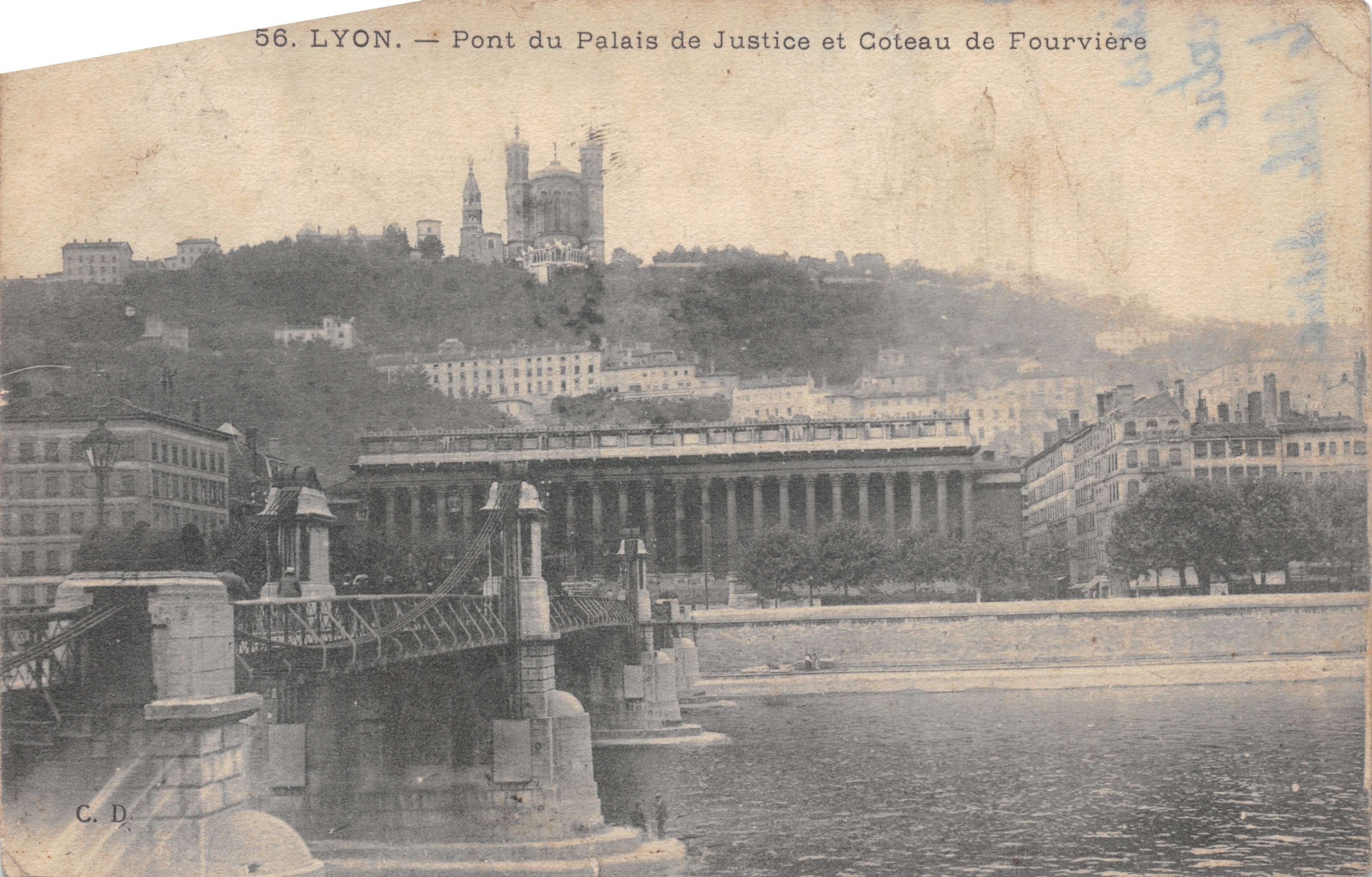 LYON — Bridge of the Palace of Justice and Fourvière Hill — C.D. n°56
