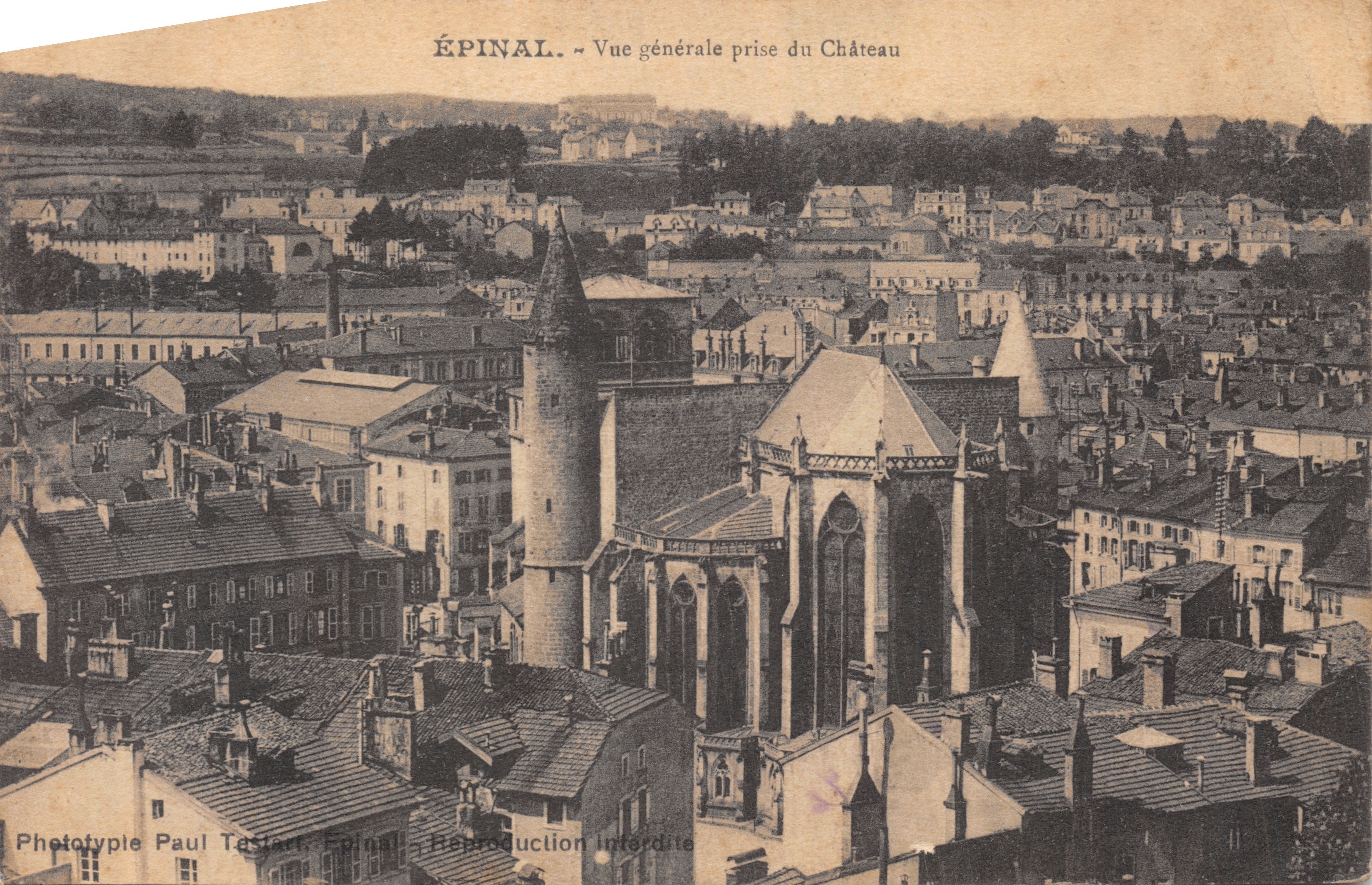 Épinal — Vista generale presa dal Castello — Fototipia Paul Tardieu, Épinal