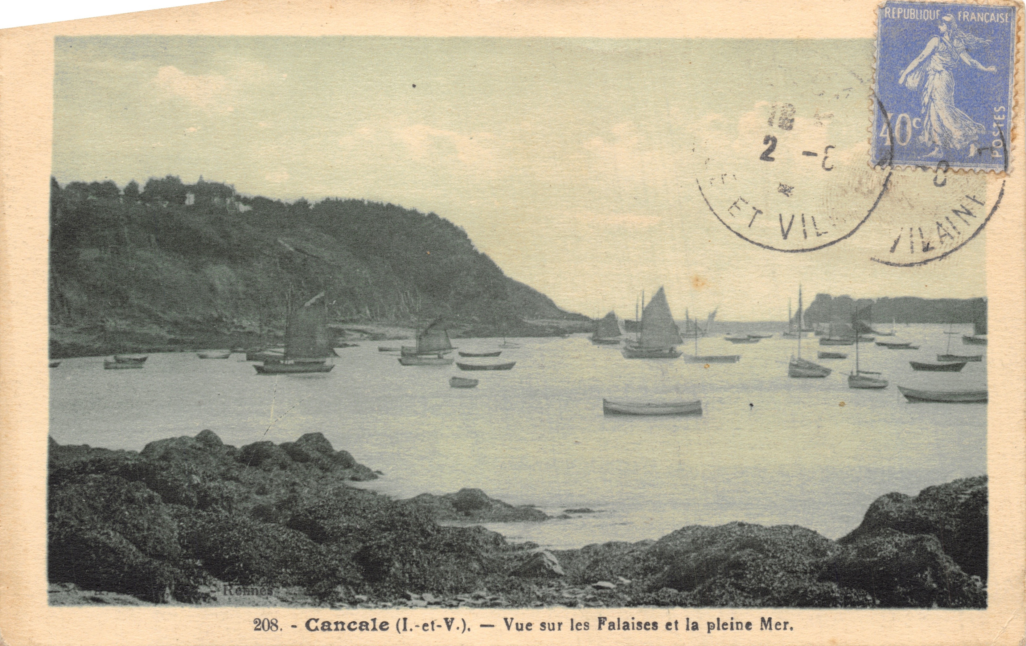 Cancale (I.-et-V.) — View of the Cliffs and the Open Sea — uitgever RONNES, nr. 208