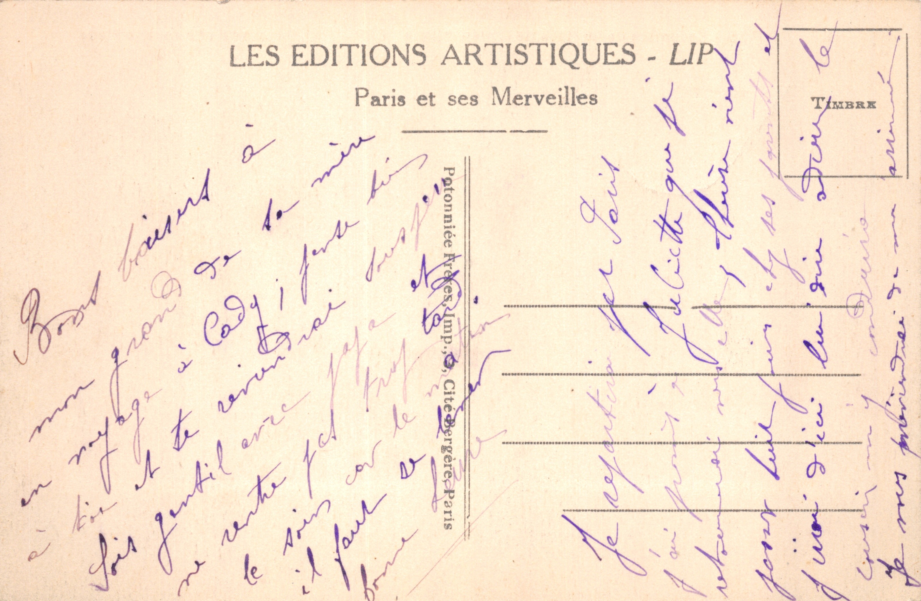 París - Vista de la Place de la République — vista panorámica con monumento central — editor LIP, n.º 62 — Reverso