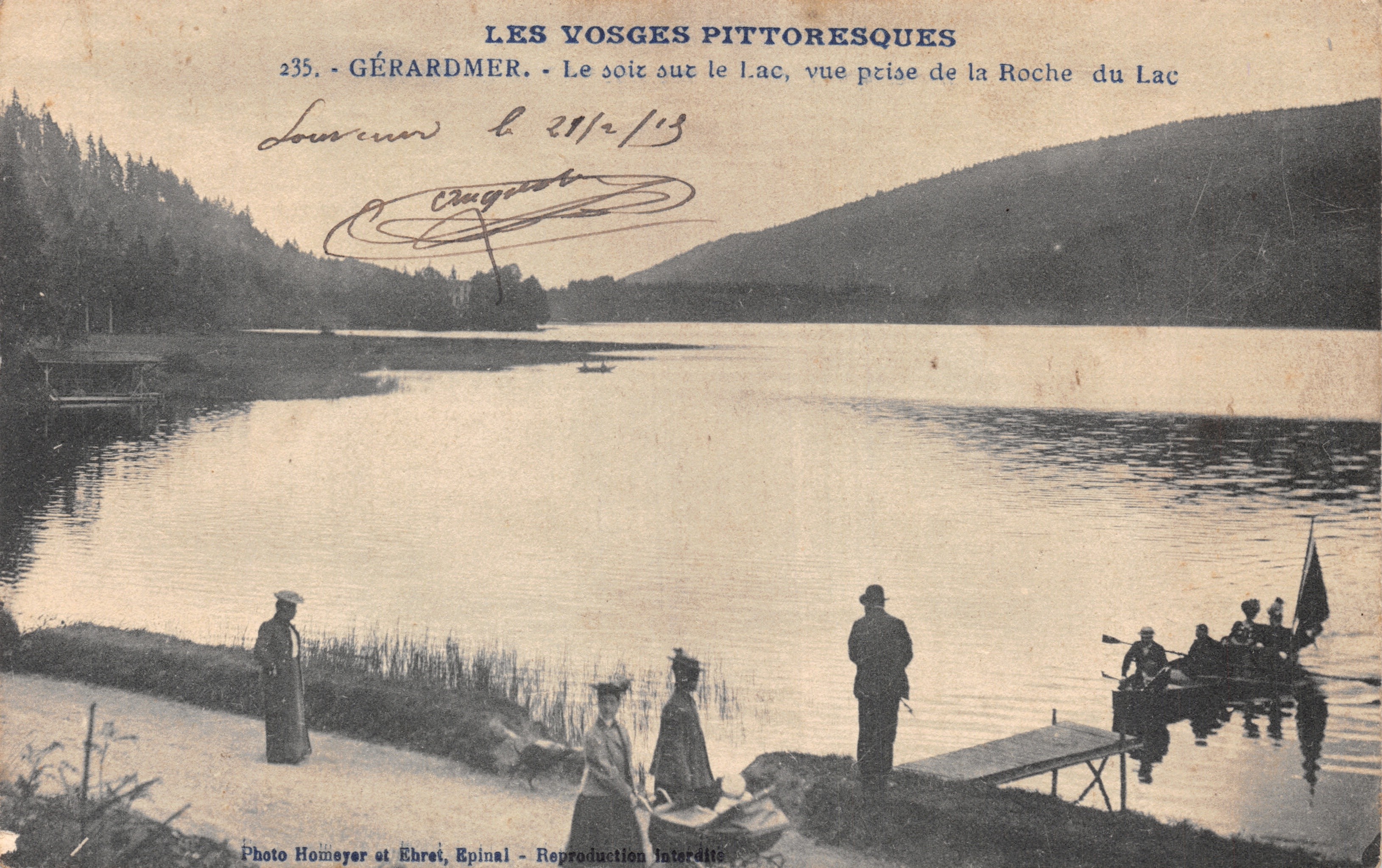 Gérardmer — La sera sul lago, vista presa dalla Roche du Lac — Foto Homeyer et Ehret, Epinal, n. 235