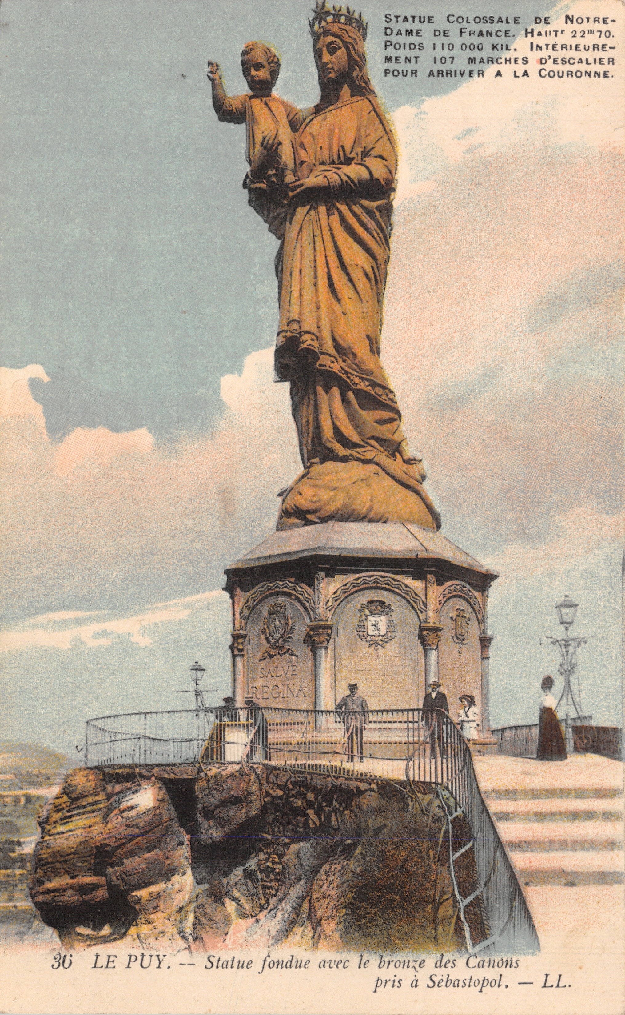 Le Puy — Statue colossale de Notre-Dame de France, fondue avec le bronze des canons de Sébastopol — éditeur LL