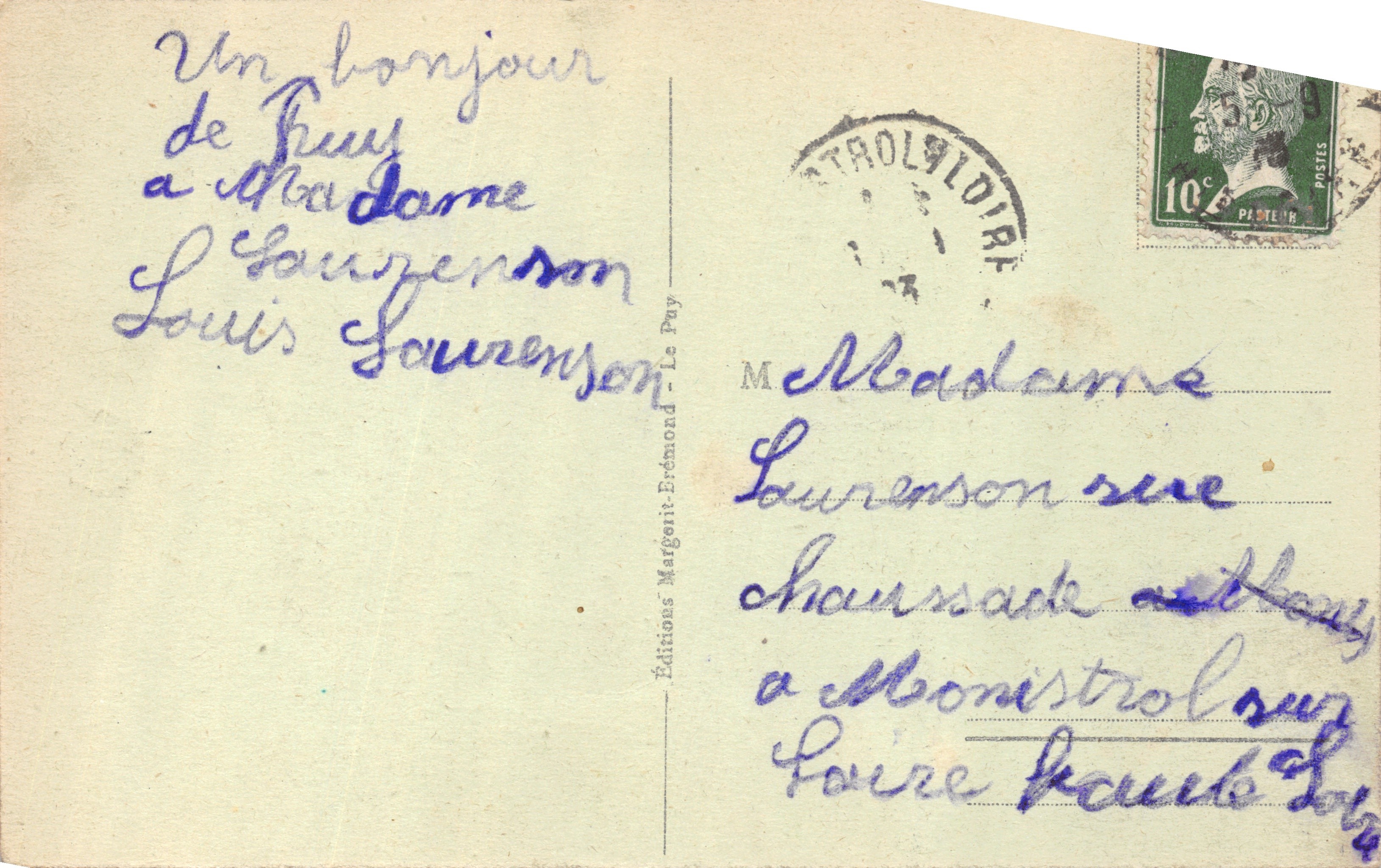 Espaly — Statue monumentale de Saint Joseph de Bon Espoir en ciment armé (hauteur 22m) — Éditions Margerit-Brémond-Le Puy — Verso