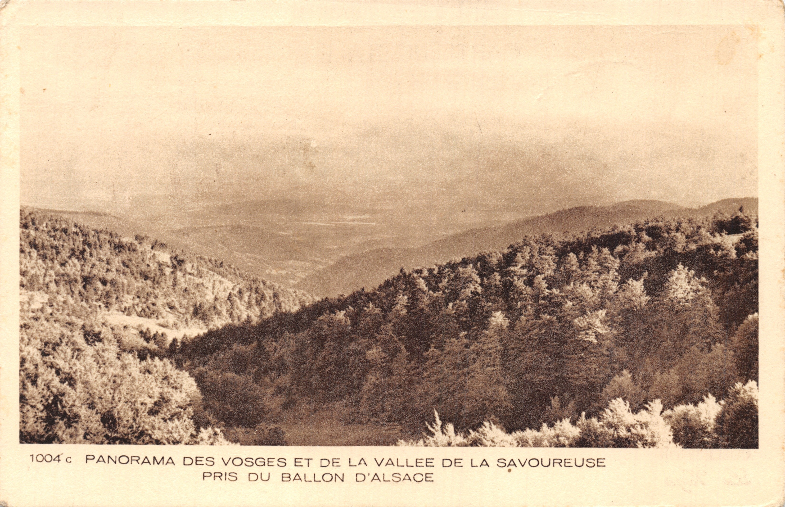 Panorama delle Vosge e della valle della Savoureuse — scattato dal Ballon d'Alsace — editore BRAUN & Cie, Mulhouse-Dornach
