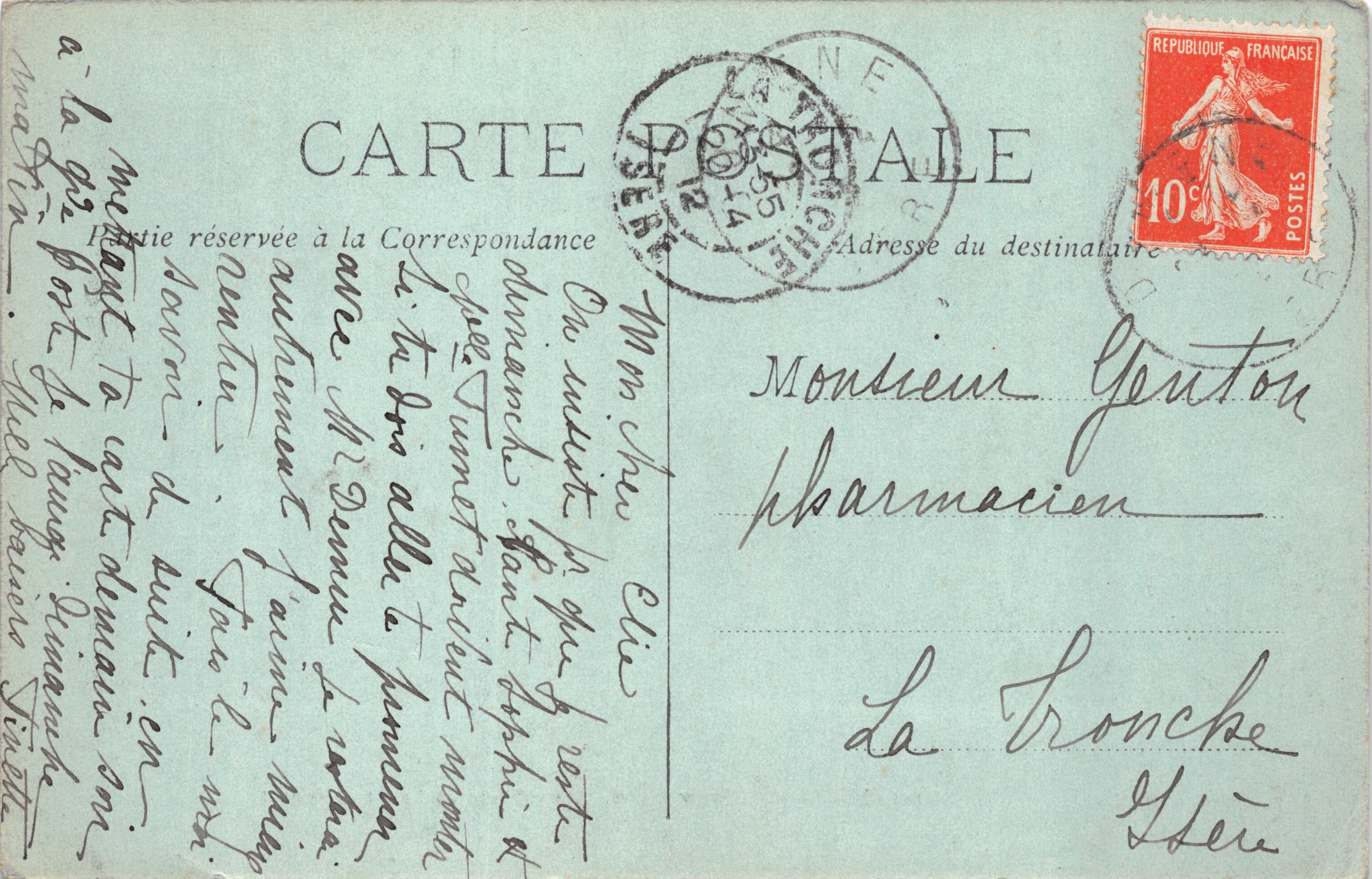 Grenoble — Le Couvent de Ste-Marie et le St-Eynard — A. Chalonge, rue Lesdiguières, 58, à Grenoble — Verso