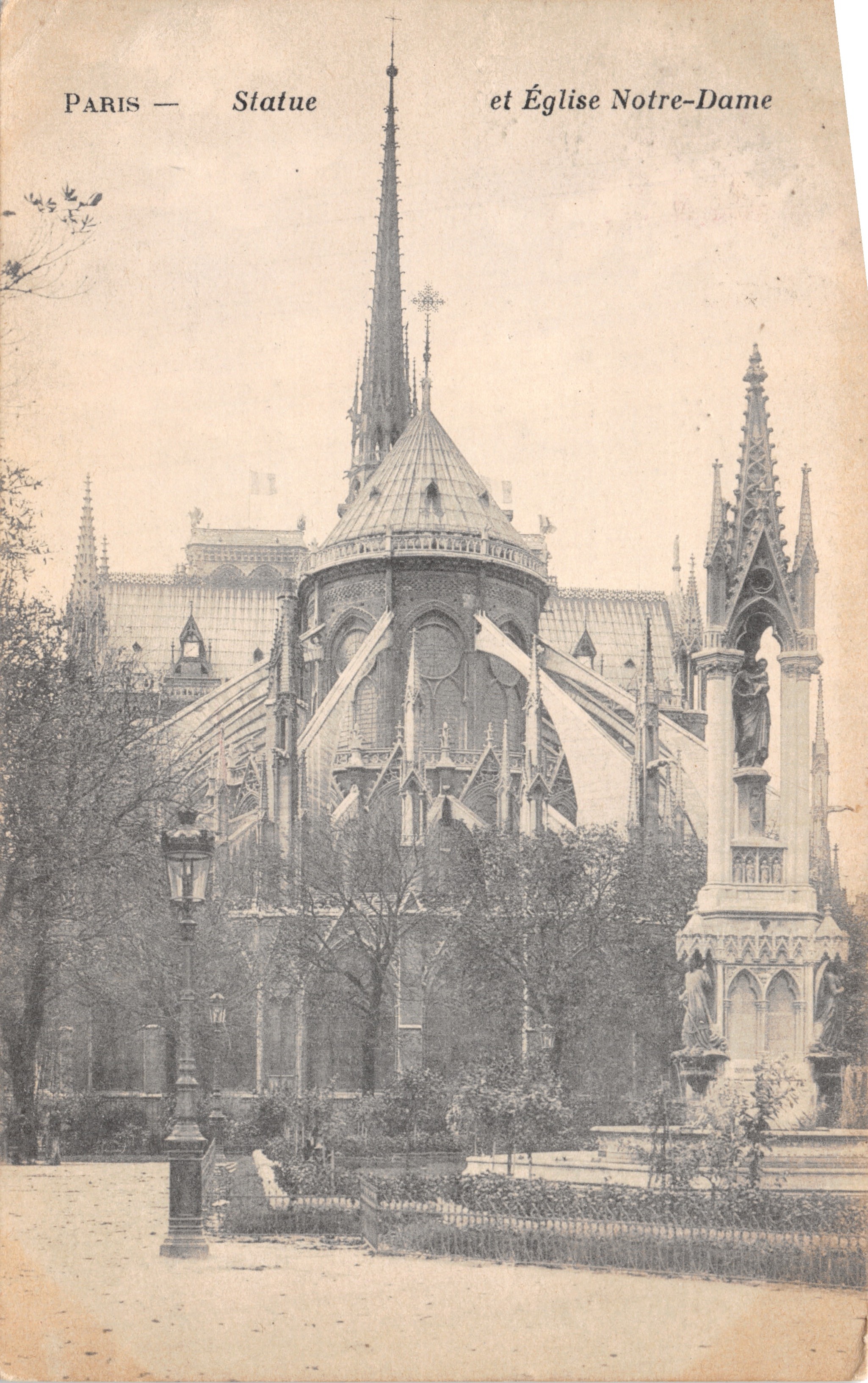 Paris — Statua e Chiesa Notre-Dame — Editore Stampa Paris