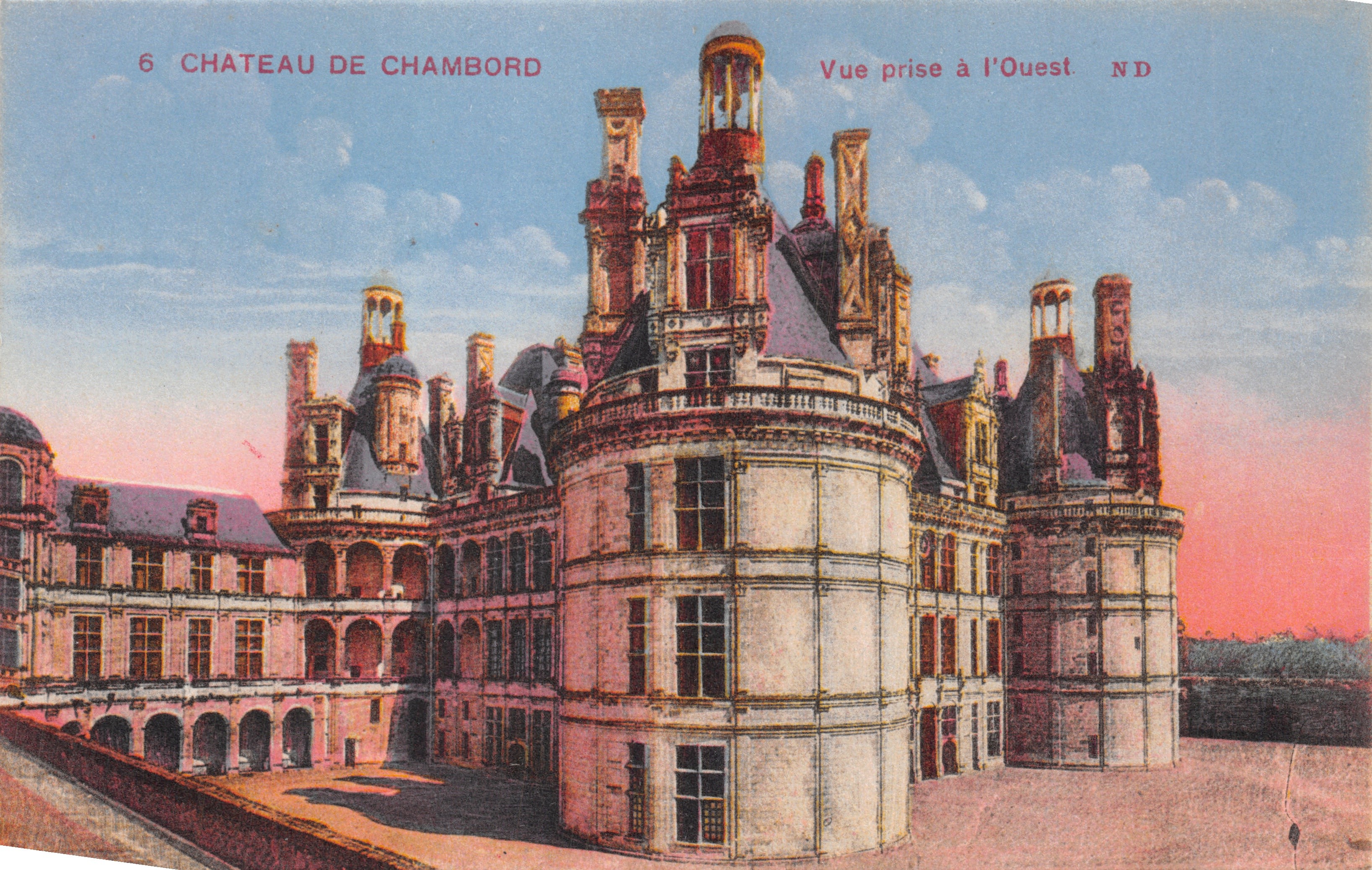 Schloss Chambord — Ansicht von Westen — N.D. — Verlag: Lévy & Heurdein Réunis