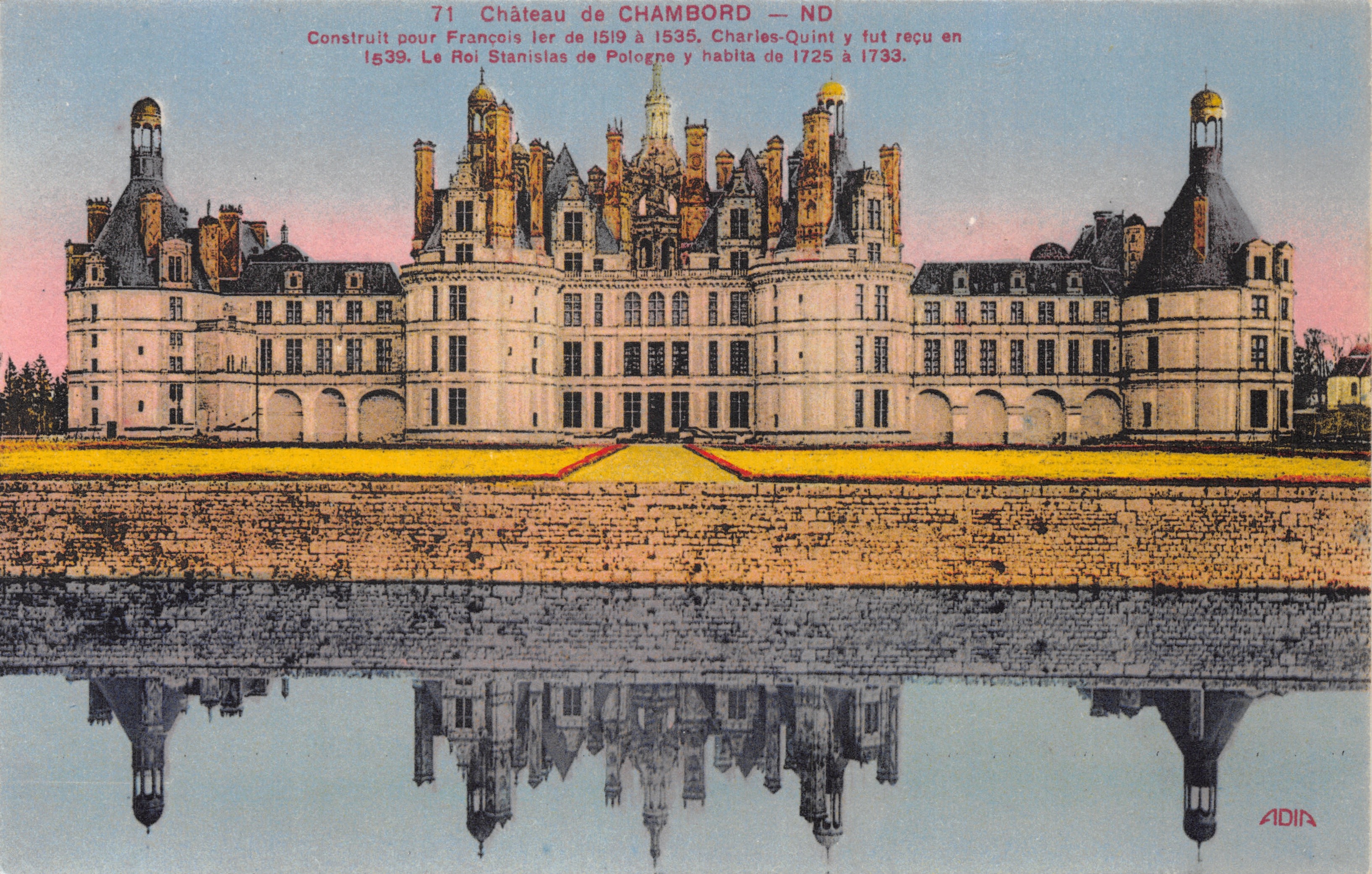 Castillo de Chambord — vista con reflejo — editor ADIA IMP. NICE