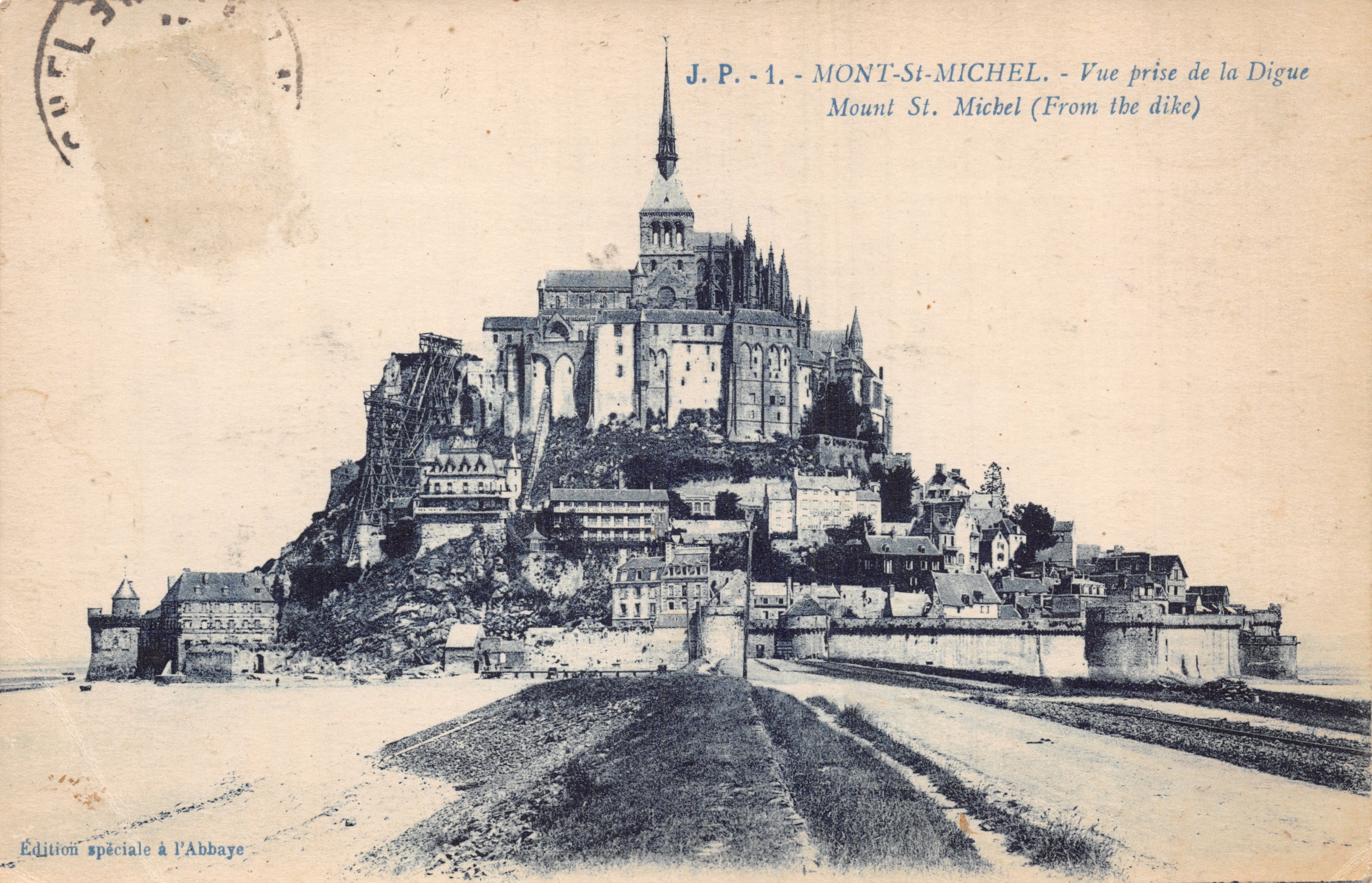Mont-Saint-Michel — Ansicht vom Deich — Sonderausgabe in der Abtei