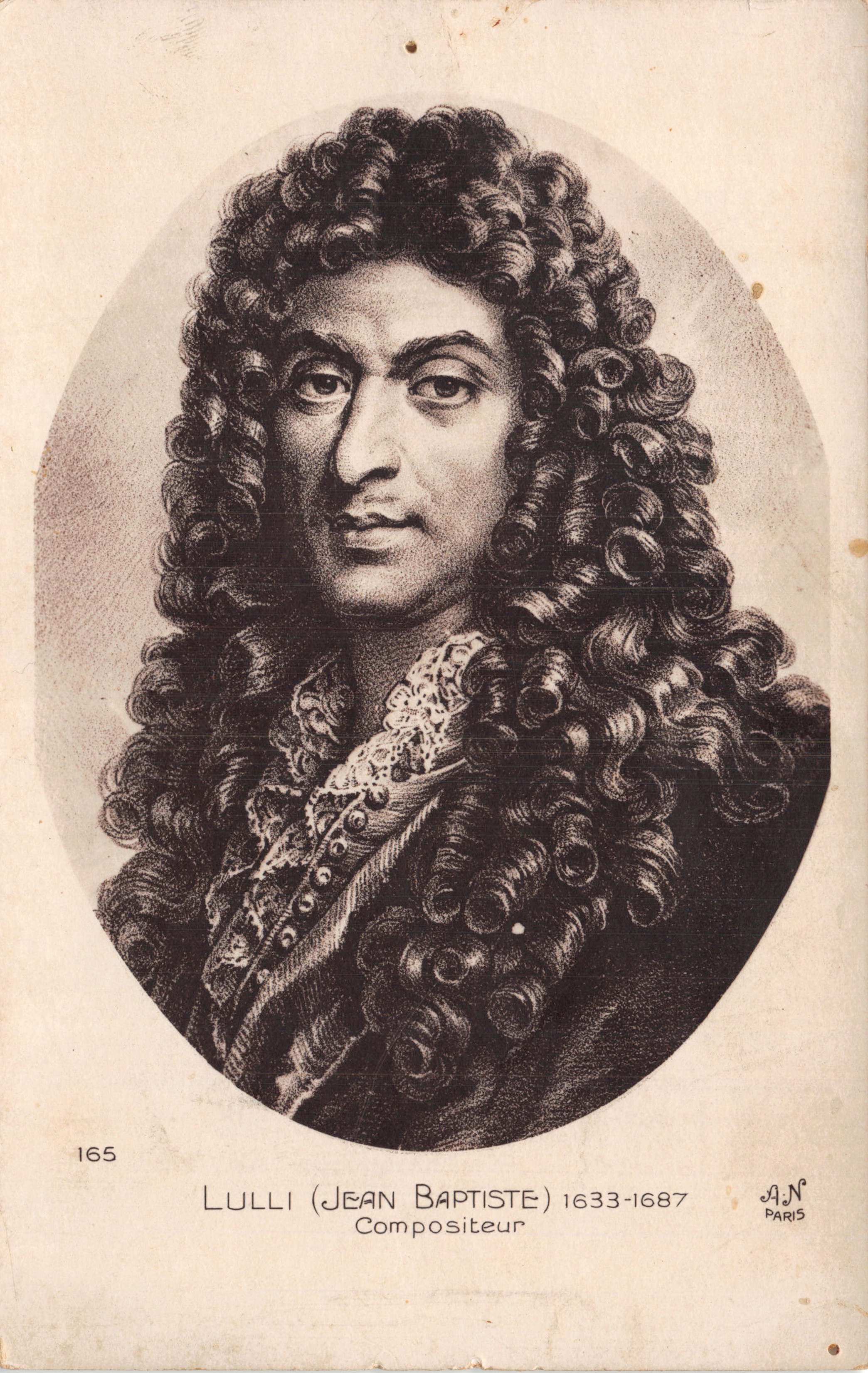 Jean-Baptiste Lully — portrait gravé — éditeur A.J.N. PARIS n°165