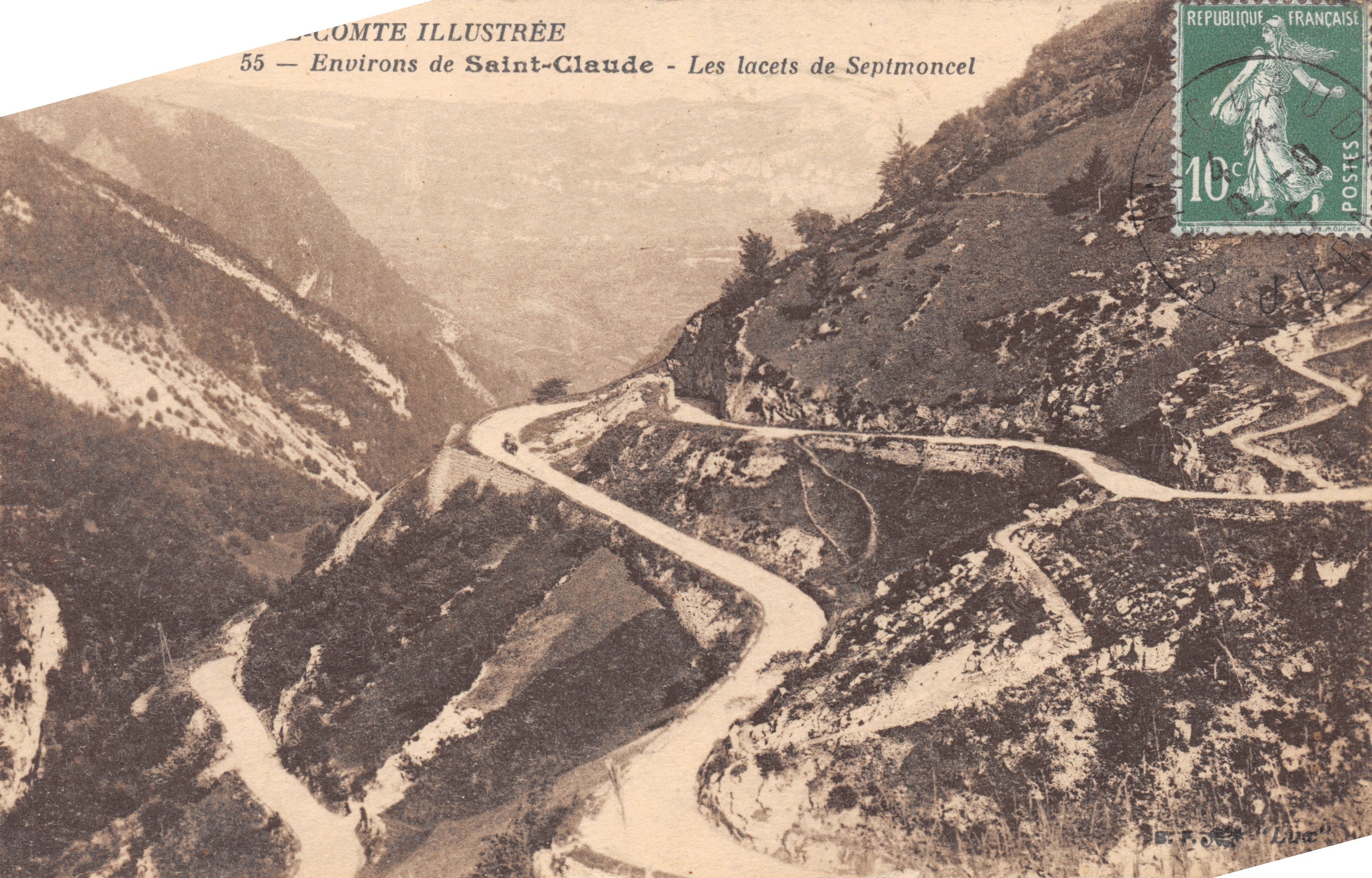 Les lacets de Septmoncel — vue des montagnes et route en lacets — éditeur COMTE ILLUSTRÉE, n° 55