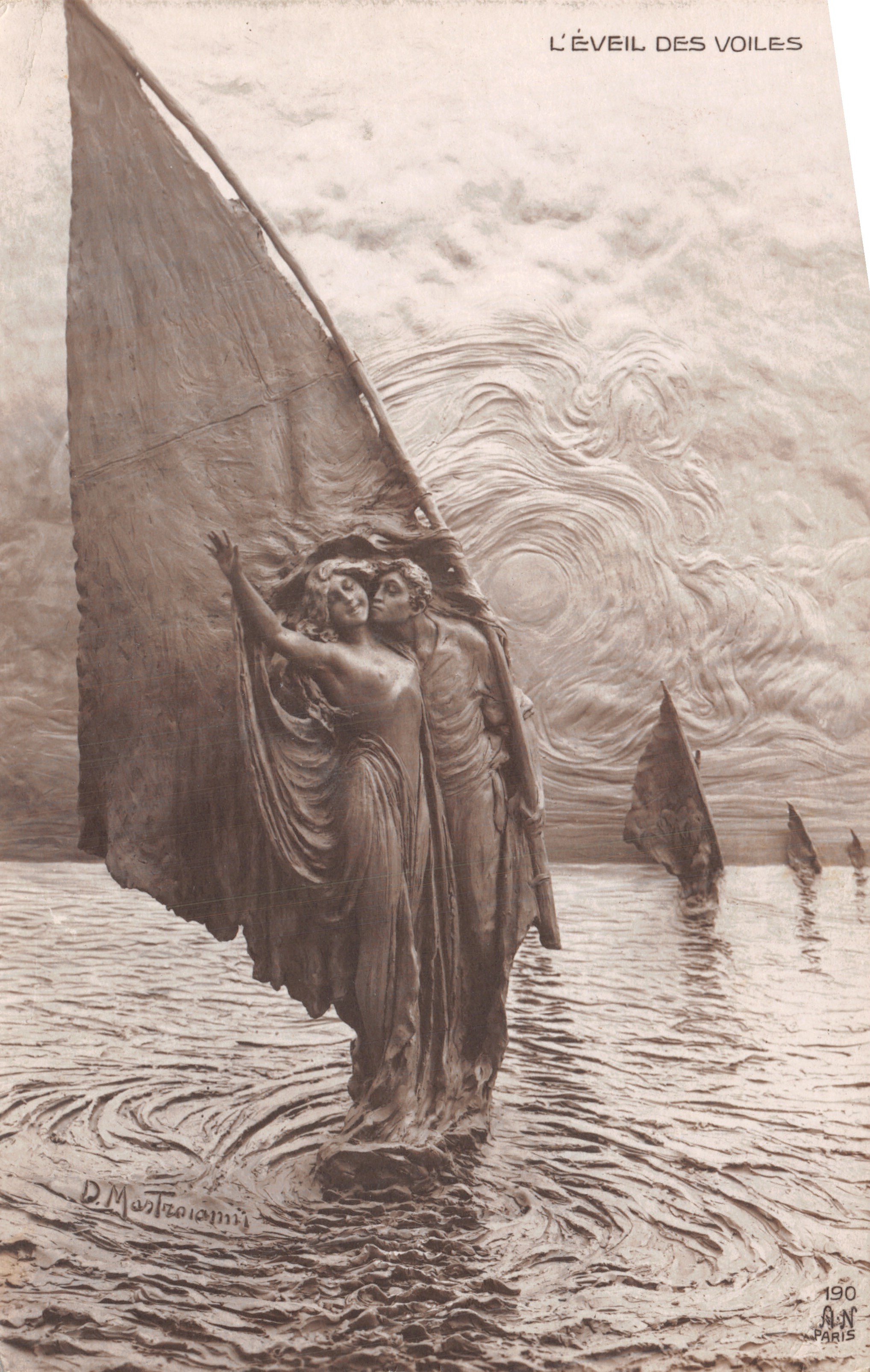 L'Éveil des Voiles — sculpture de D. Mastrolami — éditeur A. Noyer, Paris
