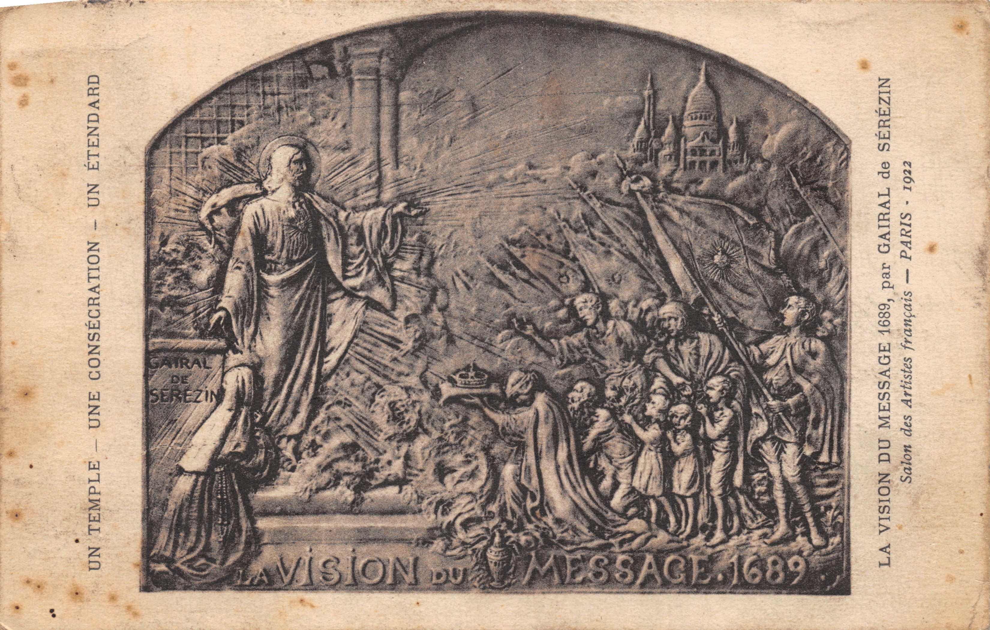 La Vision du Message 1689 — scène religieuse avec figures et édifice en arrière-plan — éditeur Gairal de Sérézin, Paris, 1922