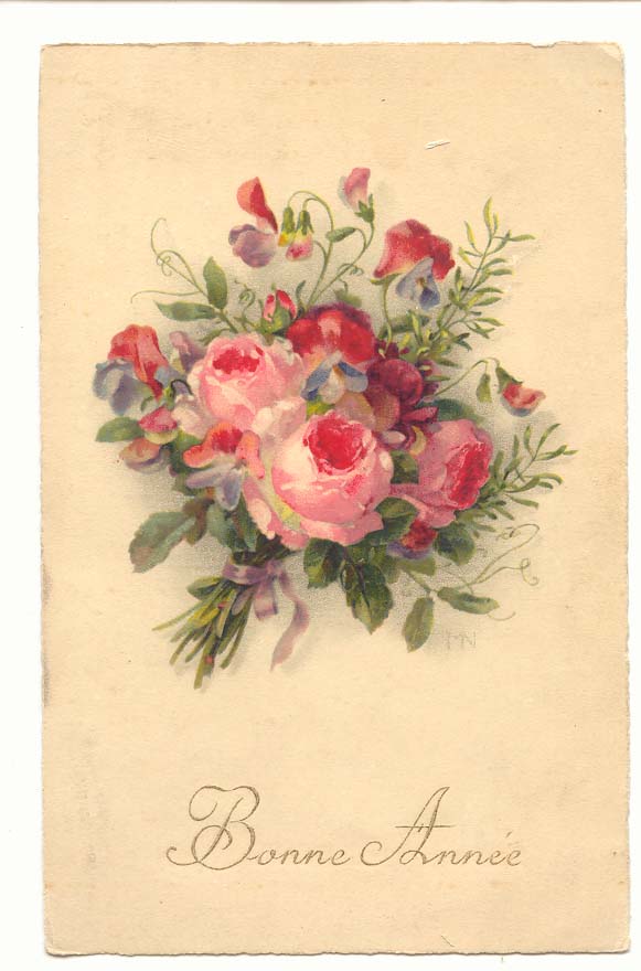 CPA Fantaisie Fleurs bonne annee