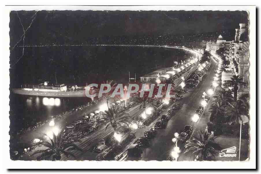 Nice CPA La promenade des anglais la nuit