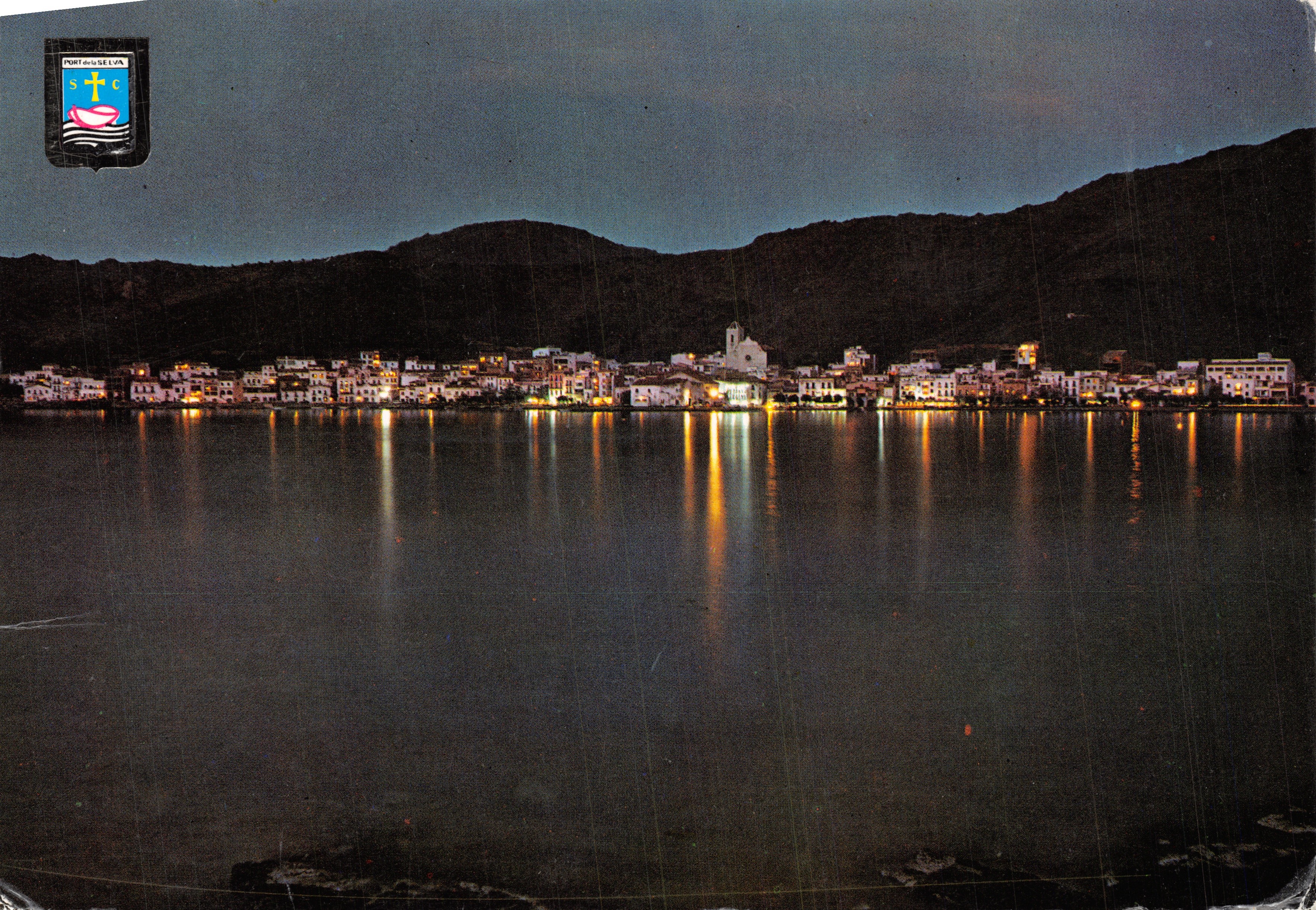 Port de la Selva — vue panoramique nocturne — Éditions POSTALES ESCUDO DE ORO, n° 1126