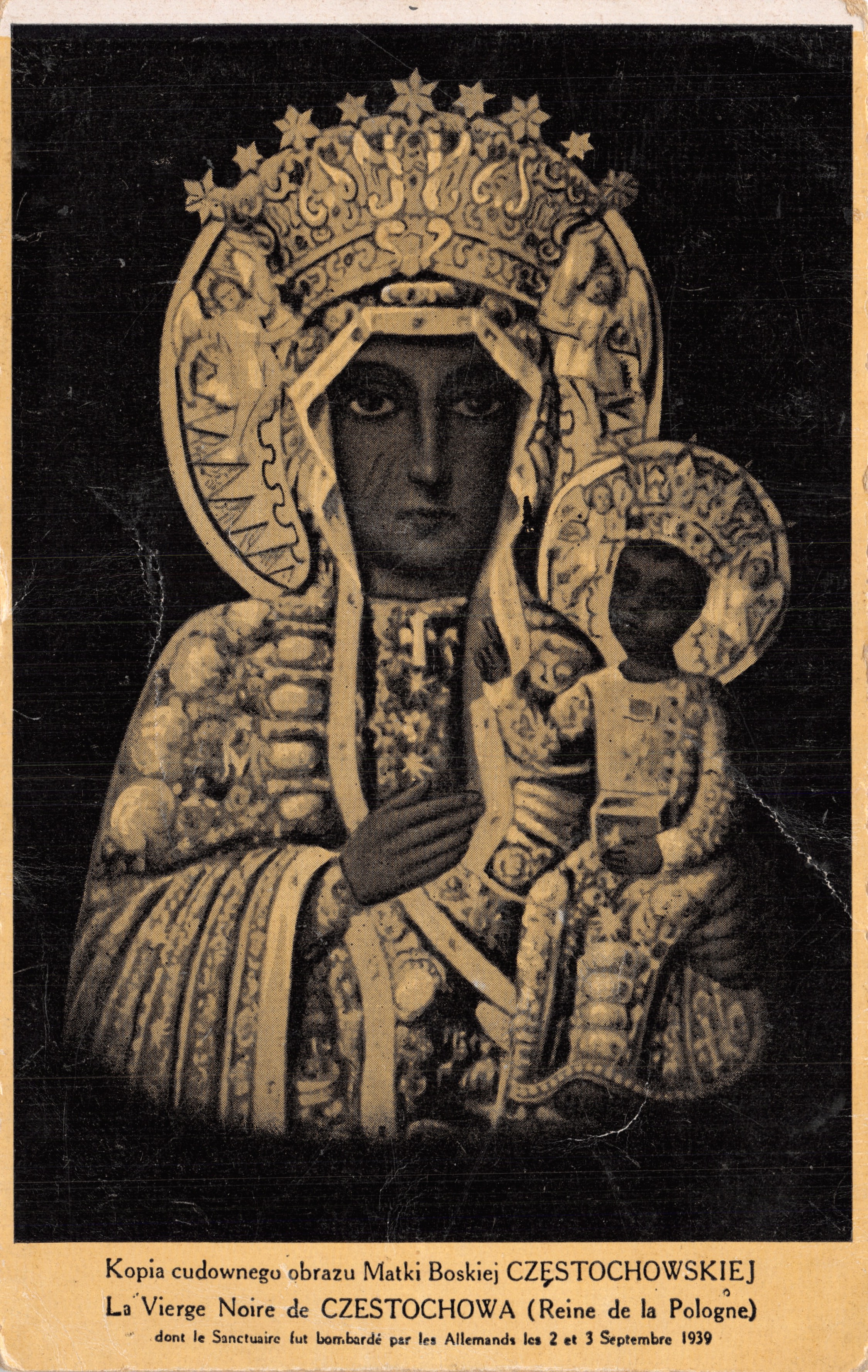 Vierge Noire de Częstochowa — Sanctuaire bombardé les 2 et 3 septembre 1939 — éditeur non visible