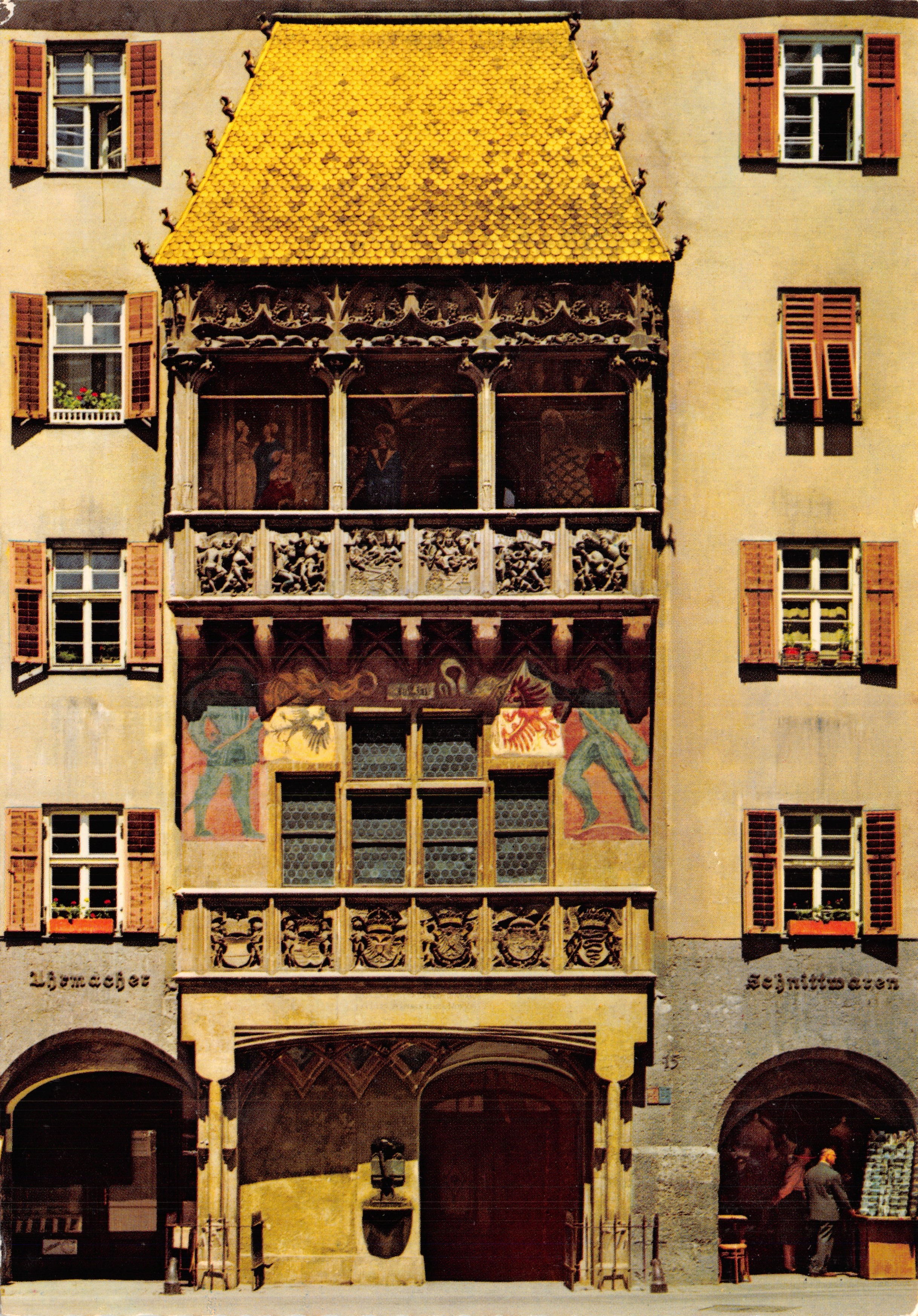 Alpenstadt Innsbruck - Tirol — Maison à toit doré orné de sculptures et de fresques — TROLLER KUNSTVERLAG CHIZZAU