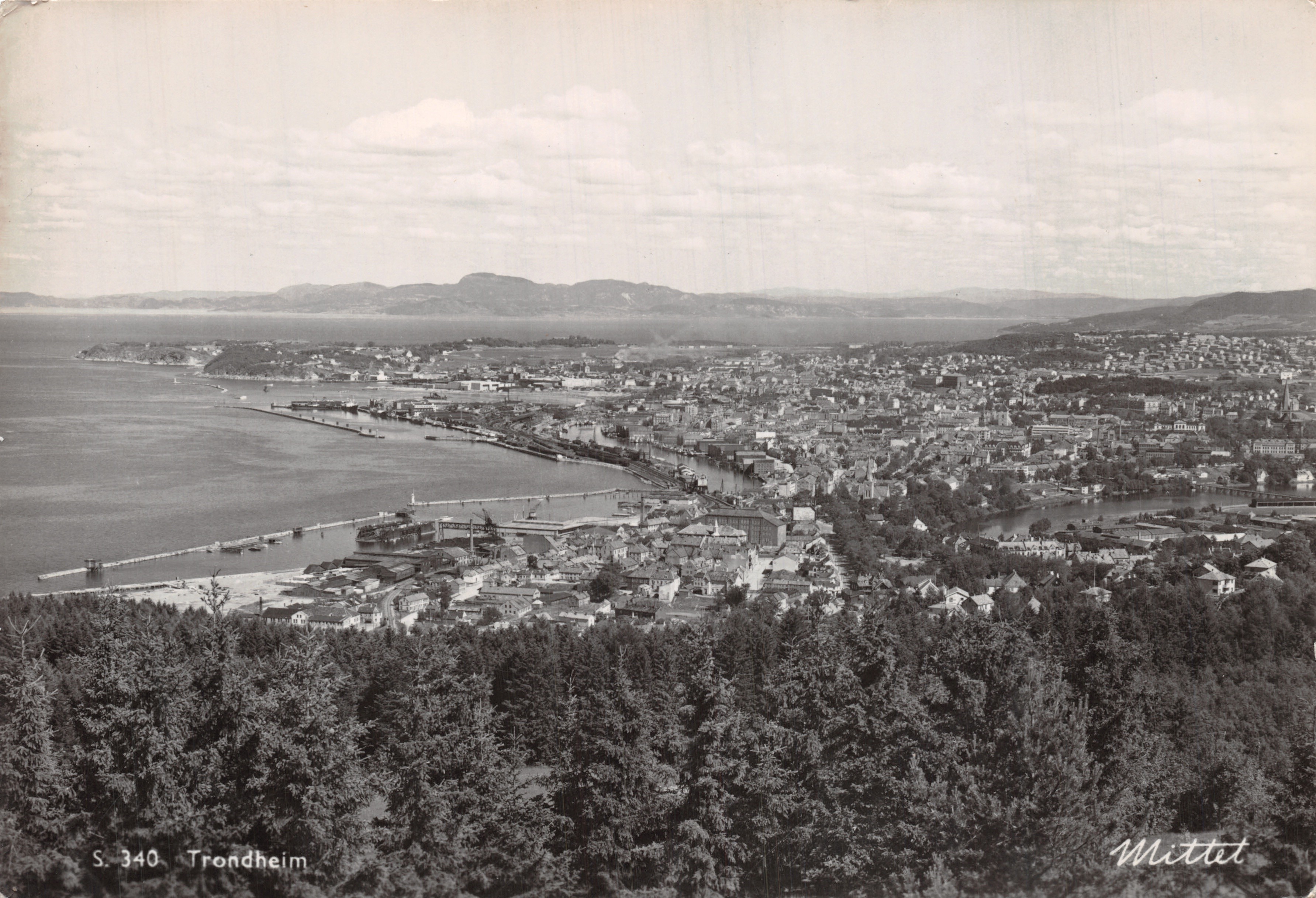 Trondheim — vue aérienne depuis Mittet — éditeur Mittet, n° S. 340