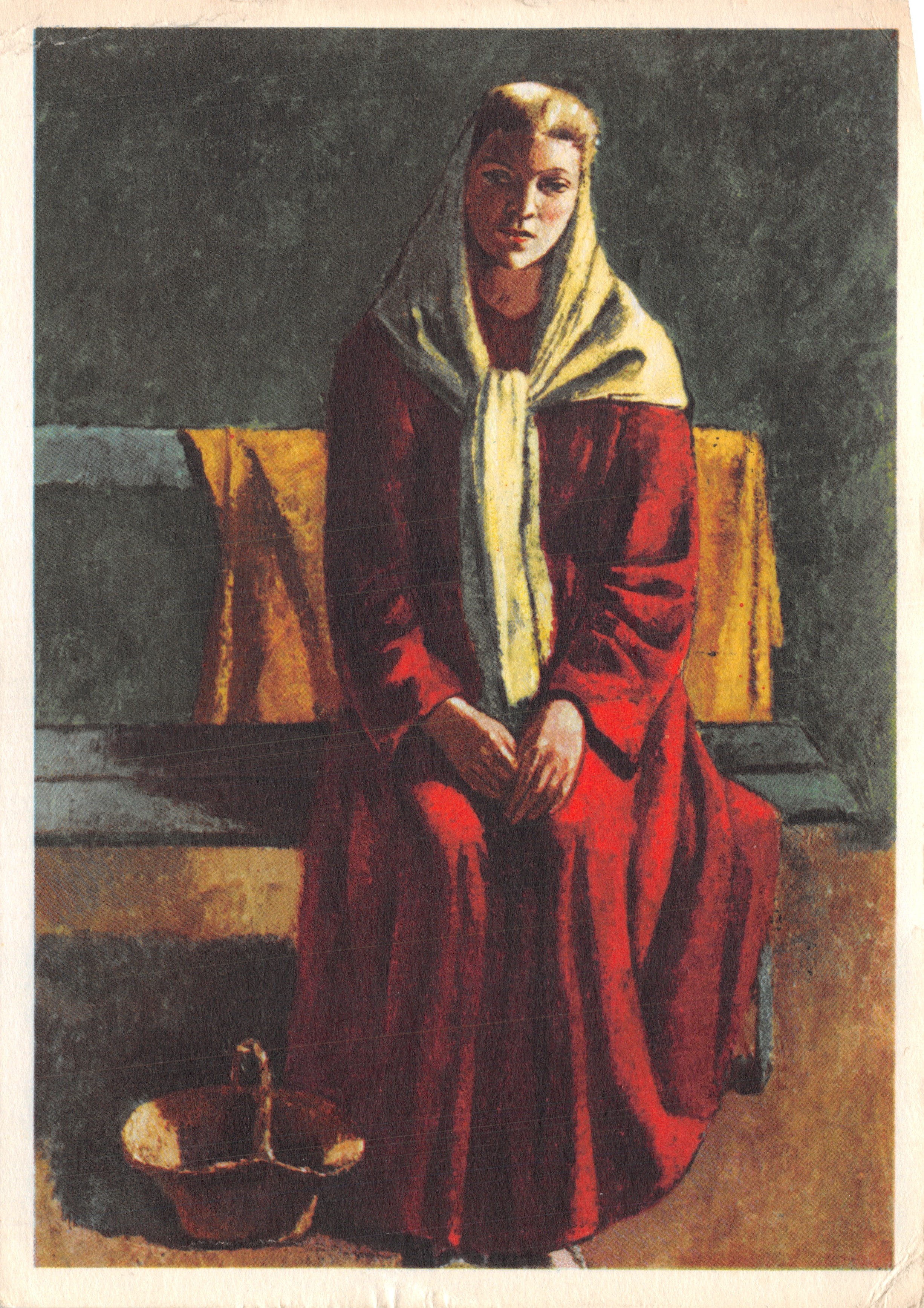 Femme en robe rouge — scène intérieure — éditeur Rencontres internationales de GENÈVE