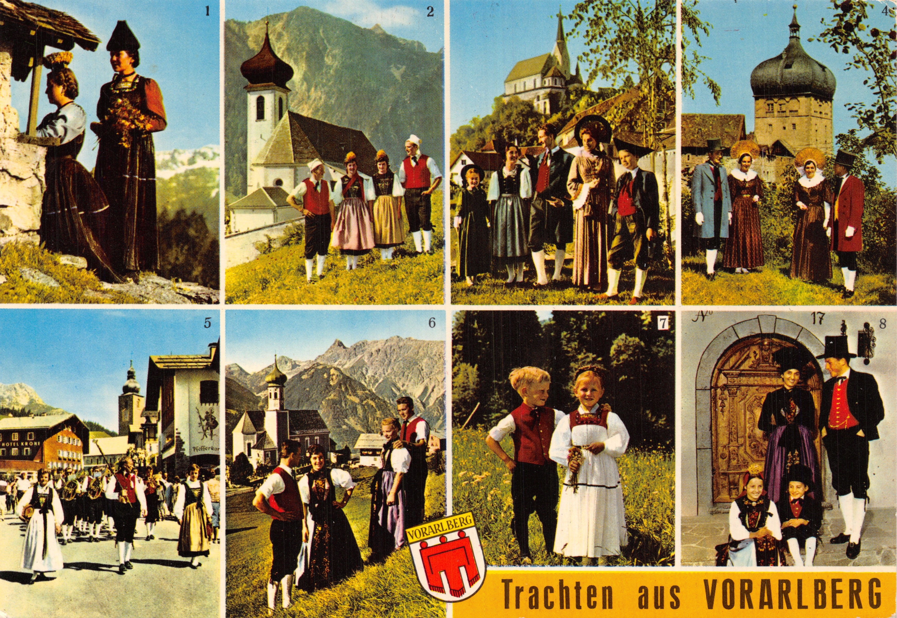Trachten aus VORARLBERG — costumes traditionnels dans huit scènes locales — éditeur RISCH-LAU, n° 25592
