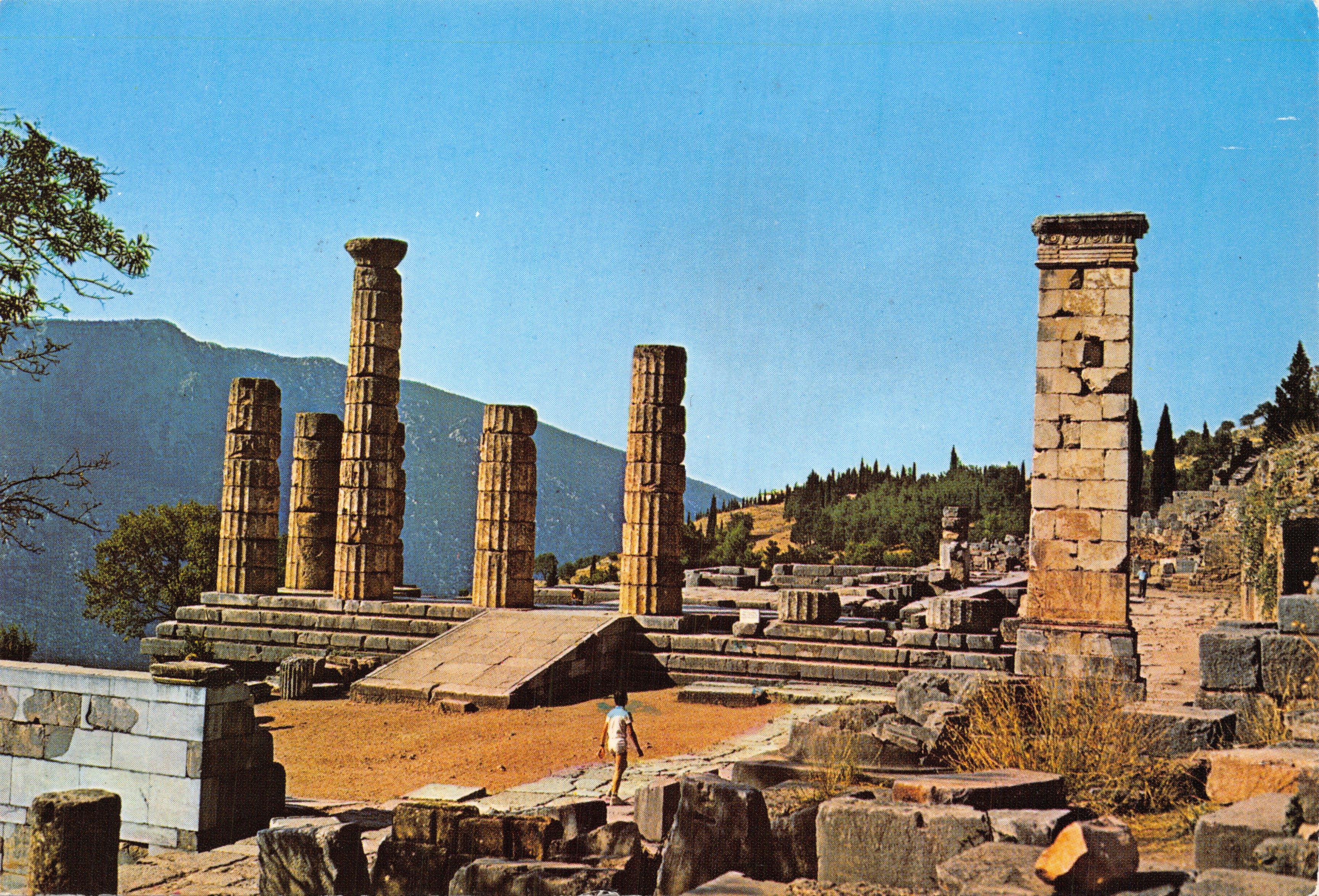 Délphes — Vue du temple d'Apollon — Imprimé par Sotiris Toumbis