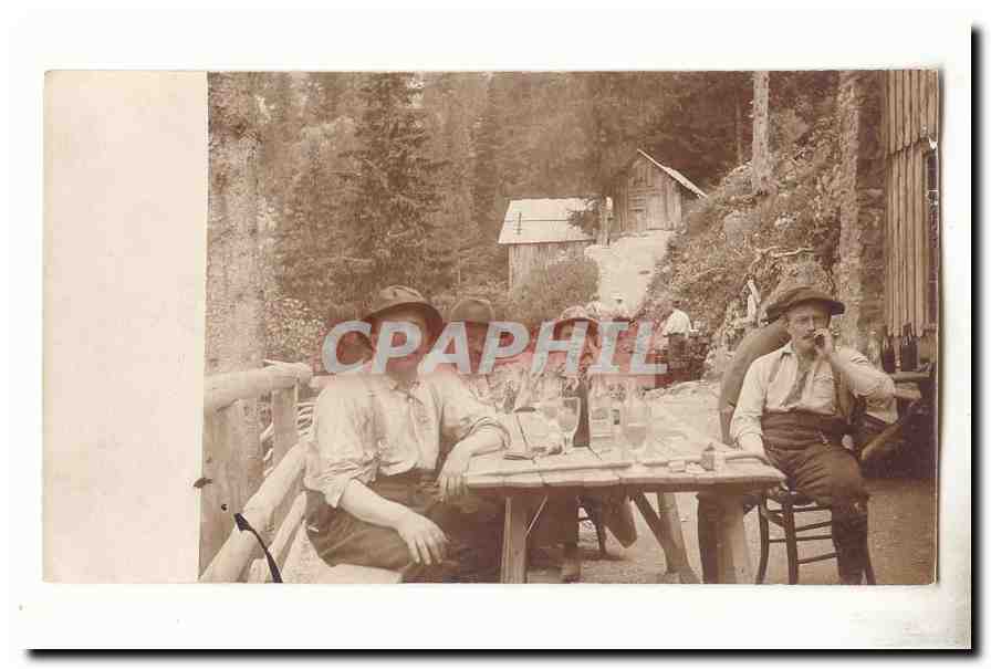 CPA Carte photo Pique nique montagnards foklore basque
