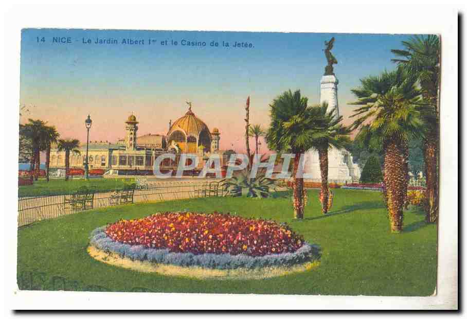 Nice CPA Le jardin Albert 1er et le casino de la jetee