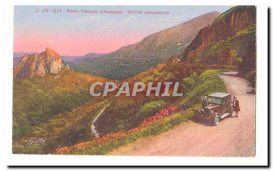 CPA Route thermal d'Auvergne Roche Sanadoire (automobile)