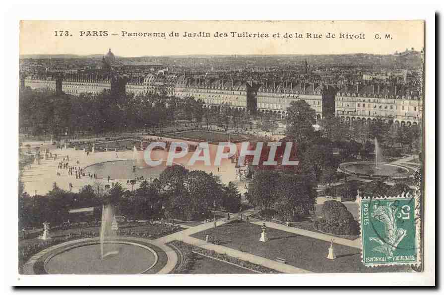 Paris (1er) CPA Panorama du jardin des Tuileries et de la rue de rivoli