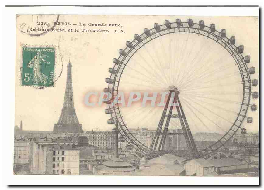 Paris (16eme) CPA La grande roue la Tour Eiffel et le Trocadero