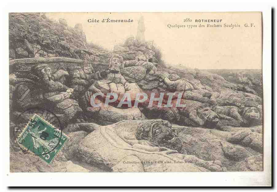 Côte d'Émeraude — Algunos tipos de los Rochers Sculptés — Rotheneuf G.F. n°2680