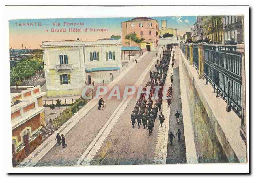 Italie Italia Taranto CPA Via Peripato e Grand Hotel d'Europe