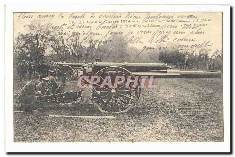 Artillerie anglaise à Solassons — La Grande Guerre 1914 — Phot-Express