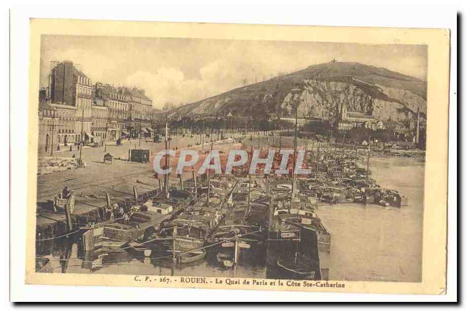 Rouen CPA Le quai de Paris et la cote Ste Catherine