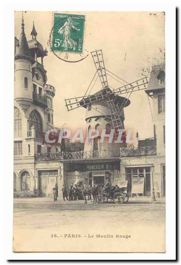 Paris (19eme) CPA Le Moulin rouge (caleche)