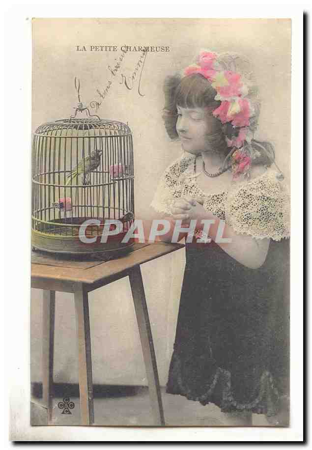 Fantaisie CPA La petite charmeuse (oiseau enfant)