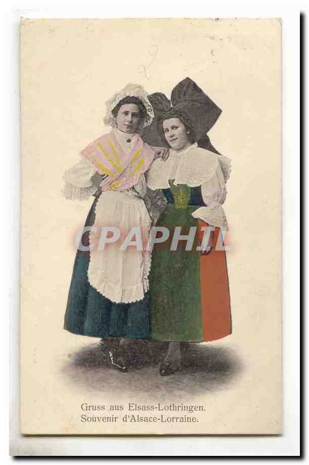 CPA Costume Alsacienne (Alsace) Gruss aus Elsass Lothringen Souvenir d'Alsace Lorraine