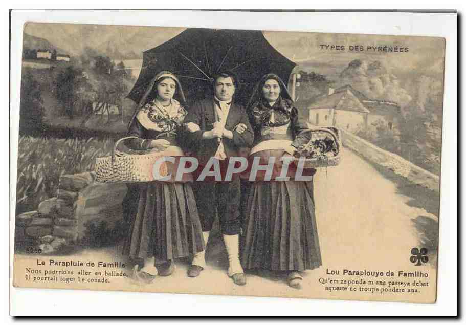 CPA Le parapluie de famille Lou Paraplouye de famille Type des Pyrenees TOP