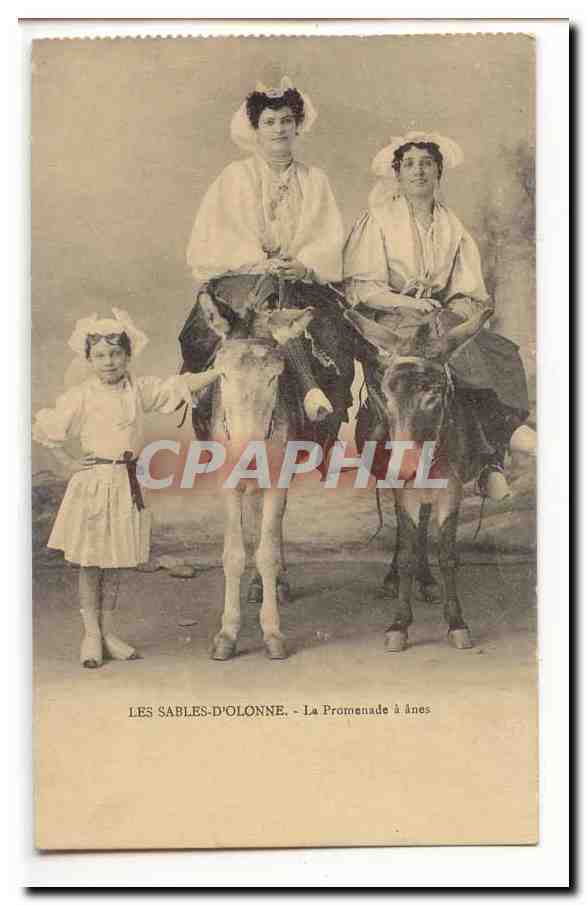 Les Sables d´olonne CPA La promenade a anes (ane donkey)