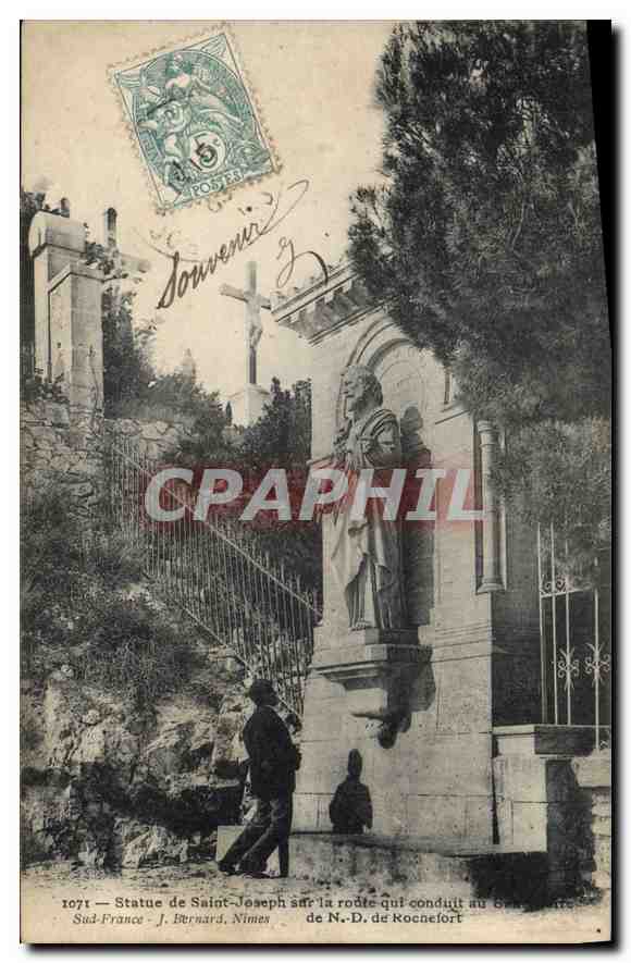 Statue de Saint-Joseph sur la route qui conduit au Sanctuaire de N.-D. de Rocnefort — J. Bernard, Nîmes