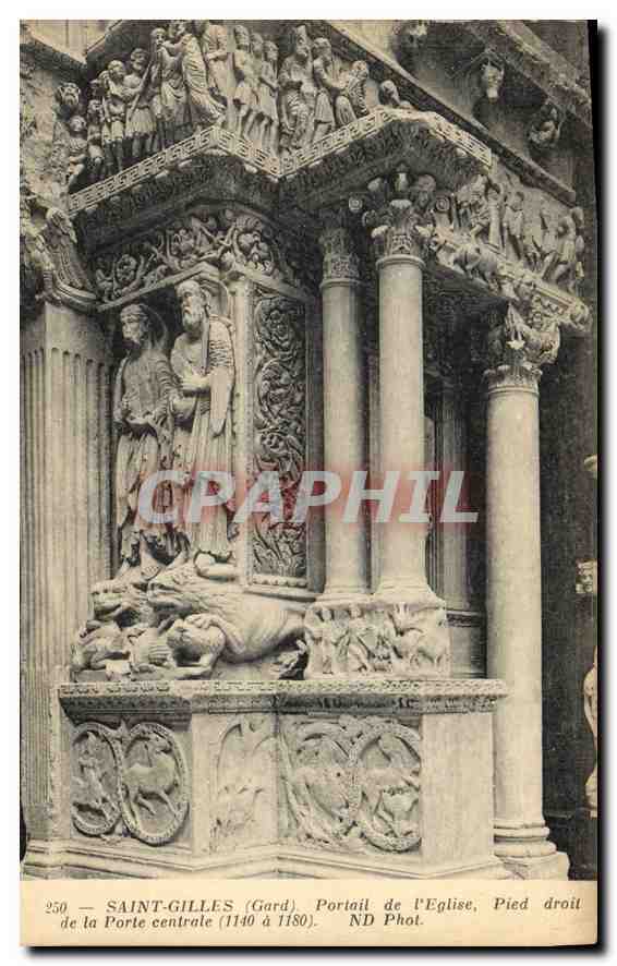 Saint-Gilles (Gard) — Portail de l'église, Pied droit — ND Phot.